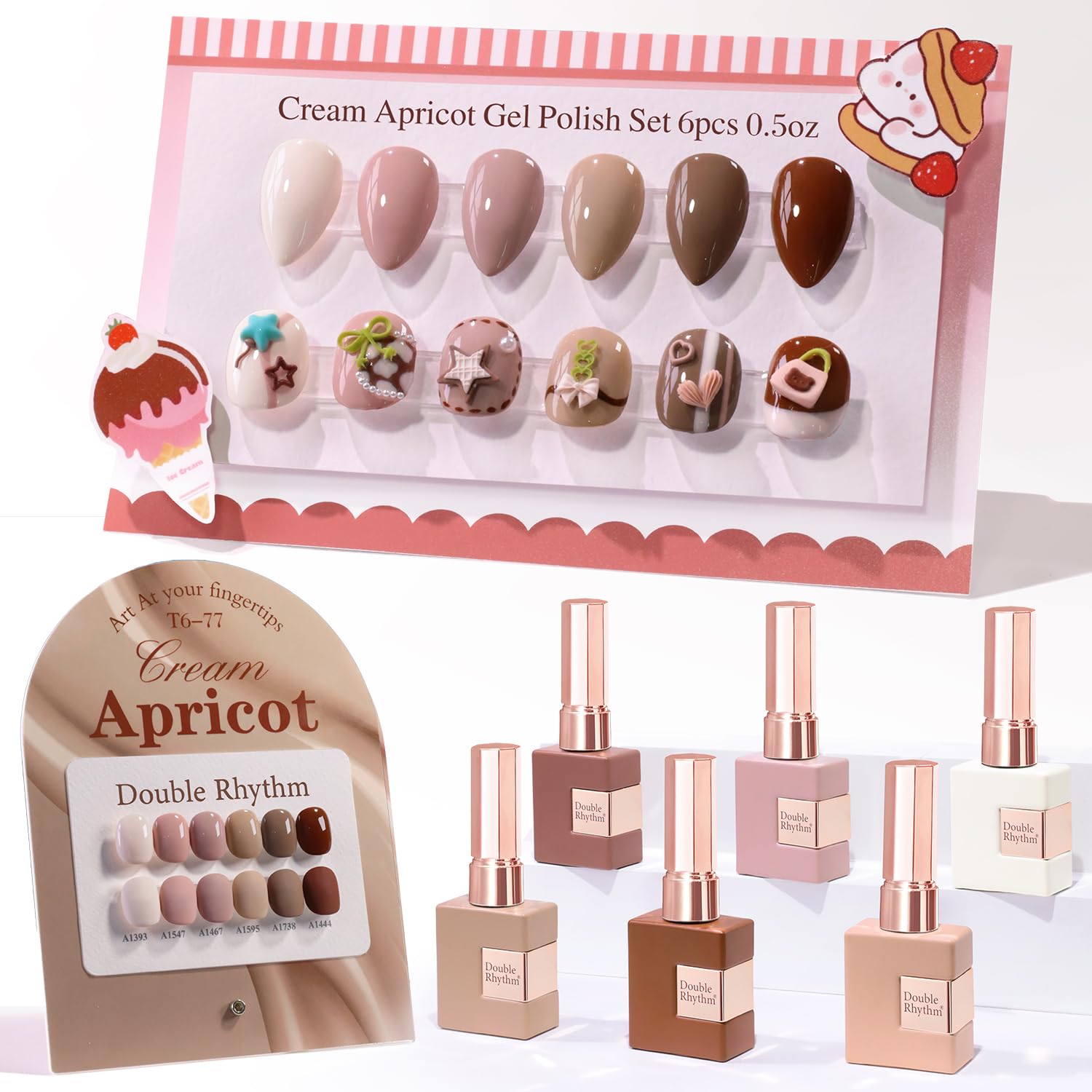 Double Rhythm 6 Pcs 15 ML Gel Polish Set Same Color Same Bottle Soak Off Gel Polish Kit Nail Art Manicure Salon DIY at Home for Women (Burgundy Red Nude Pink Purple Beige-T6-3) : Beauty & Personal Care