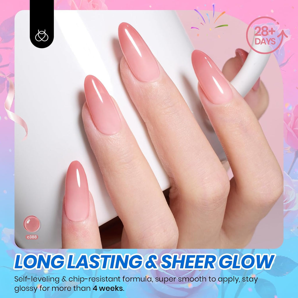 Beetles Nude Gel Nail Polish Set - 6 Colors Nude Pink Brown Neutral Jelly Gel Polish Kit Sheer Translucent Effect Soak Off UV Nail Art Design Drunken Rose Collection Manicure Gift for Women : Beauty & Personal Care