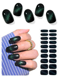 AutyaMee Semi Cured Gel Nail Strips (Deep Plum Cat Eye). Dark Purple. 20 Pcs Gel Nail Wraps. Stickers. UV Light Required. Salon Quality. Long Lasting : Beauty & Personal Care
