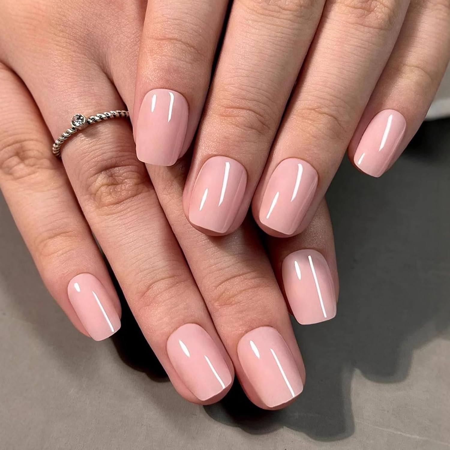 WAFOLOZE Nails Press ons.White Ombre Short Square Press on Nails Fake Nails Glossy Acrylic Artificial Nails Stick on Nails for Women 24Pcs : Beauty & Personal Care