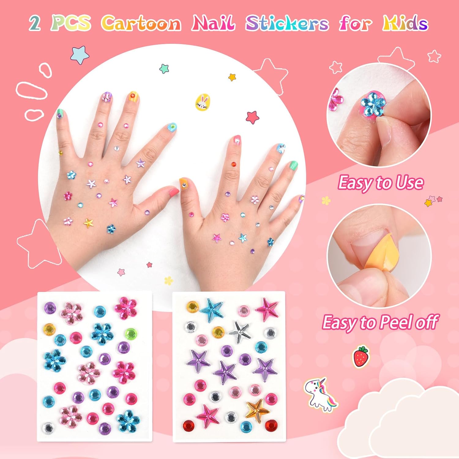 wakaniya Kids Non Toxic Nail Polish Set for Girls with Gems Nail Stickers. 7 Color Peel-Off Low Odor Nail Polish for Toddler : Beauty & Personal Care