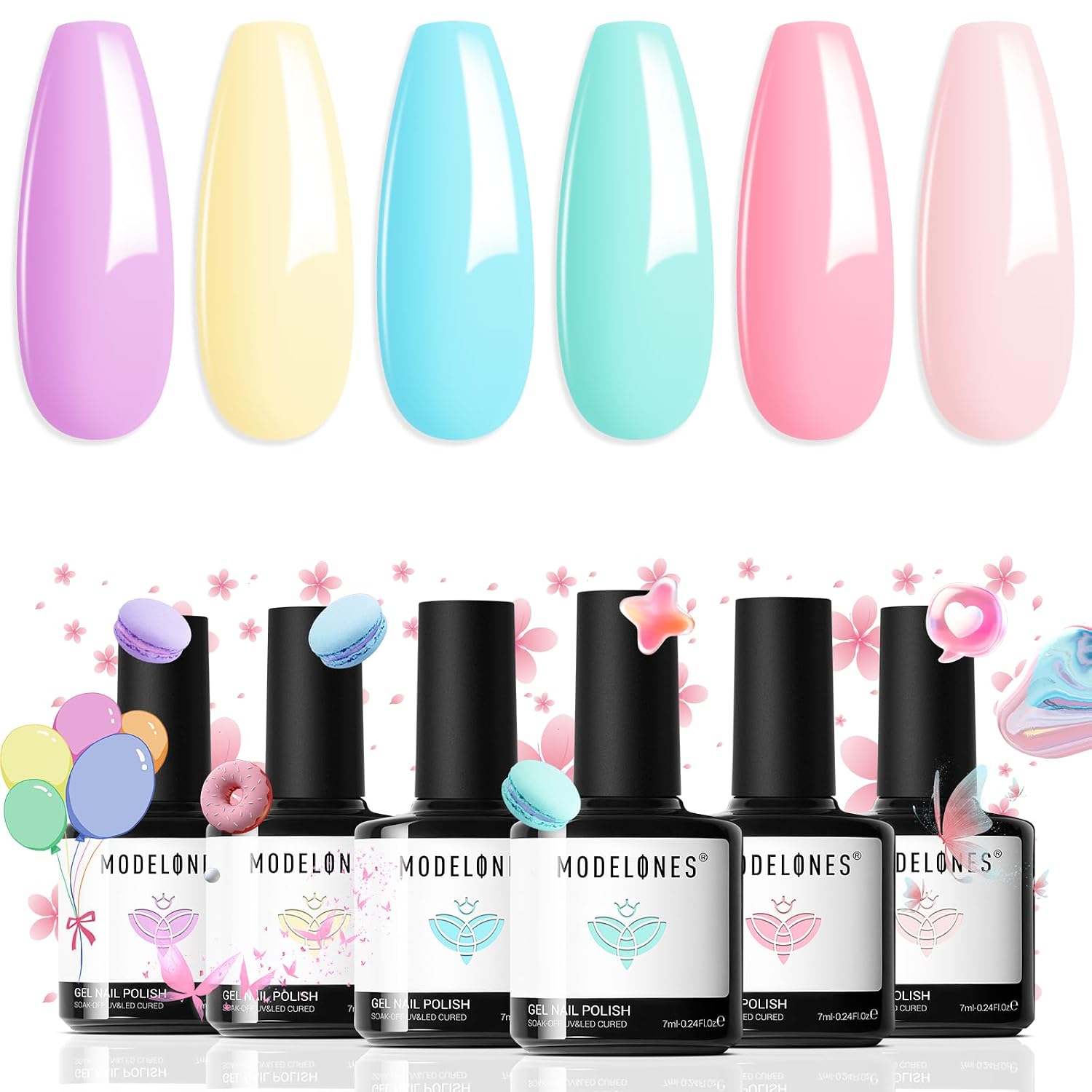 modelones Gel Nail Polish Kit -6 Colors Nude Pink Milky White Gel Polish Set Skin Tones Neutral Brown Soak Off Gel Nail Kit Manicure DIY Nail Art Salon Home Gift : Beauty & Personal Care