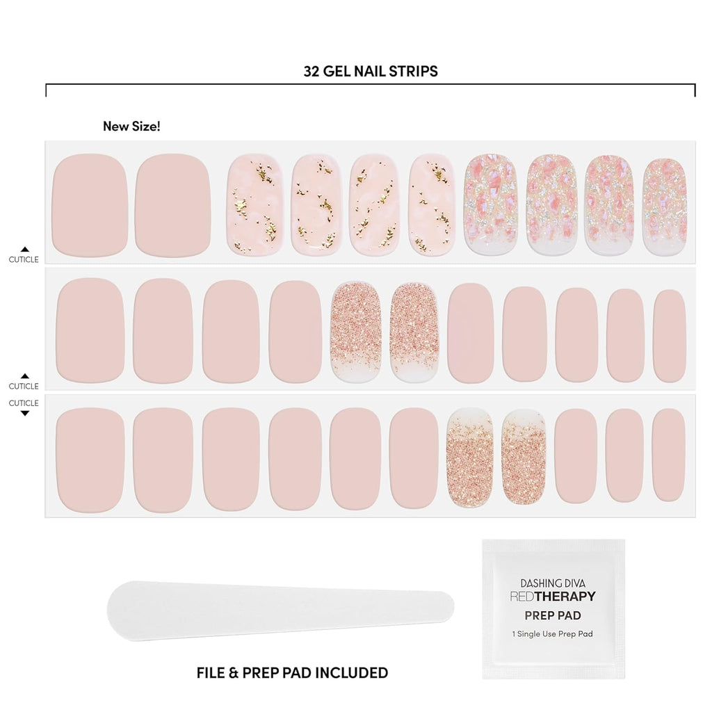 Dashing Diva Gloss Nail Strips - Crystal Clear - UV Free. Chip Resistant. Long Lasting Gel Stickers - Contains 32 Wraps. 1 Prep Pad. 1 File : Beauty & Personal Care