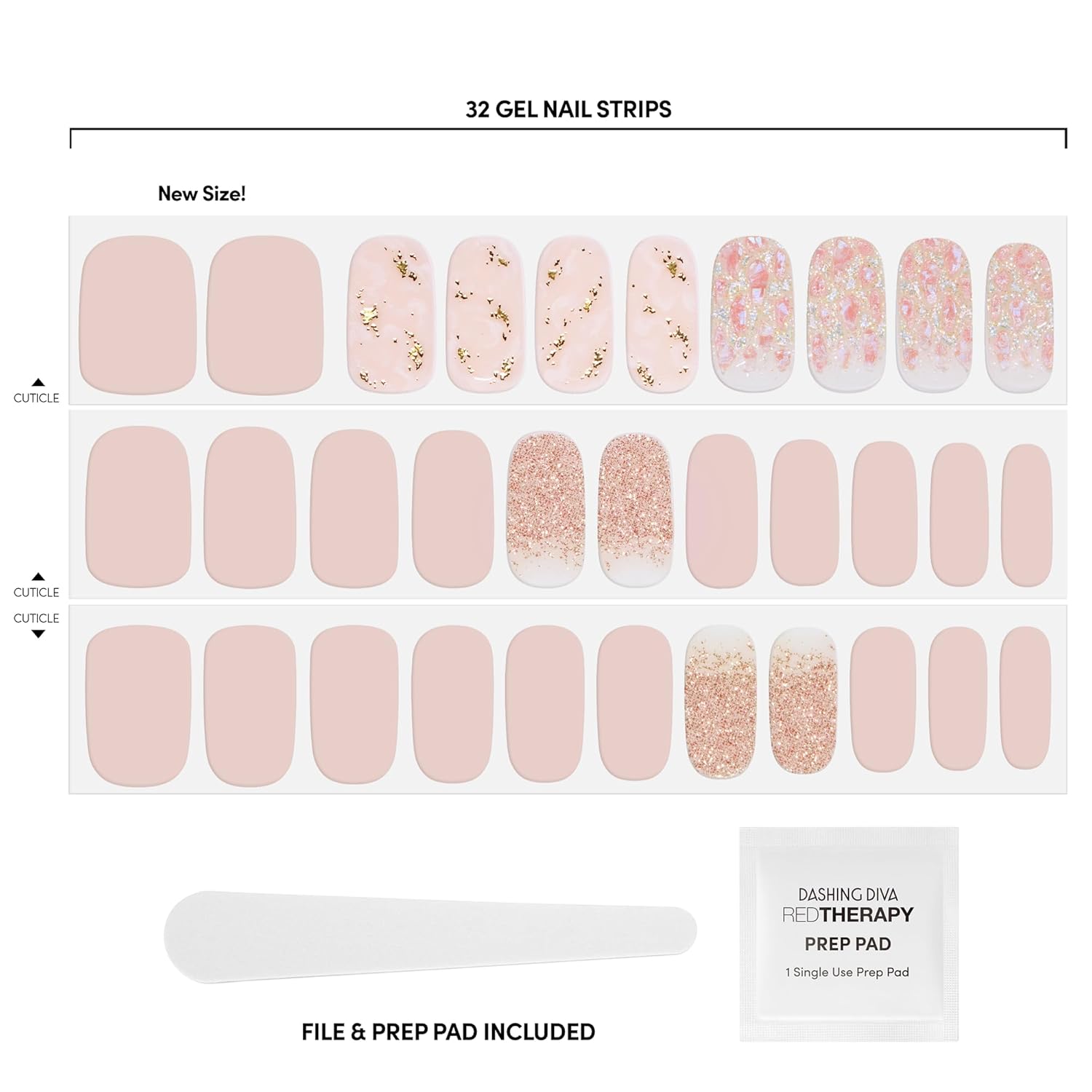 Dashing Diva Gloss Nail Strips - Crystal Clear - UV Free. Chip Resistant. Long Lasting Gel Stickers - Contains 32 Wraps. 1 Prep Pad. 1 File : Beauty & Personal Care