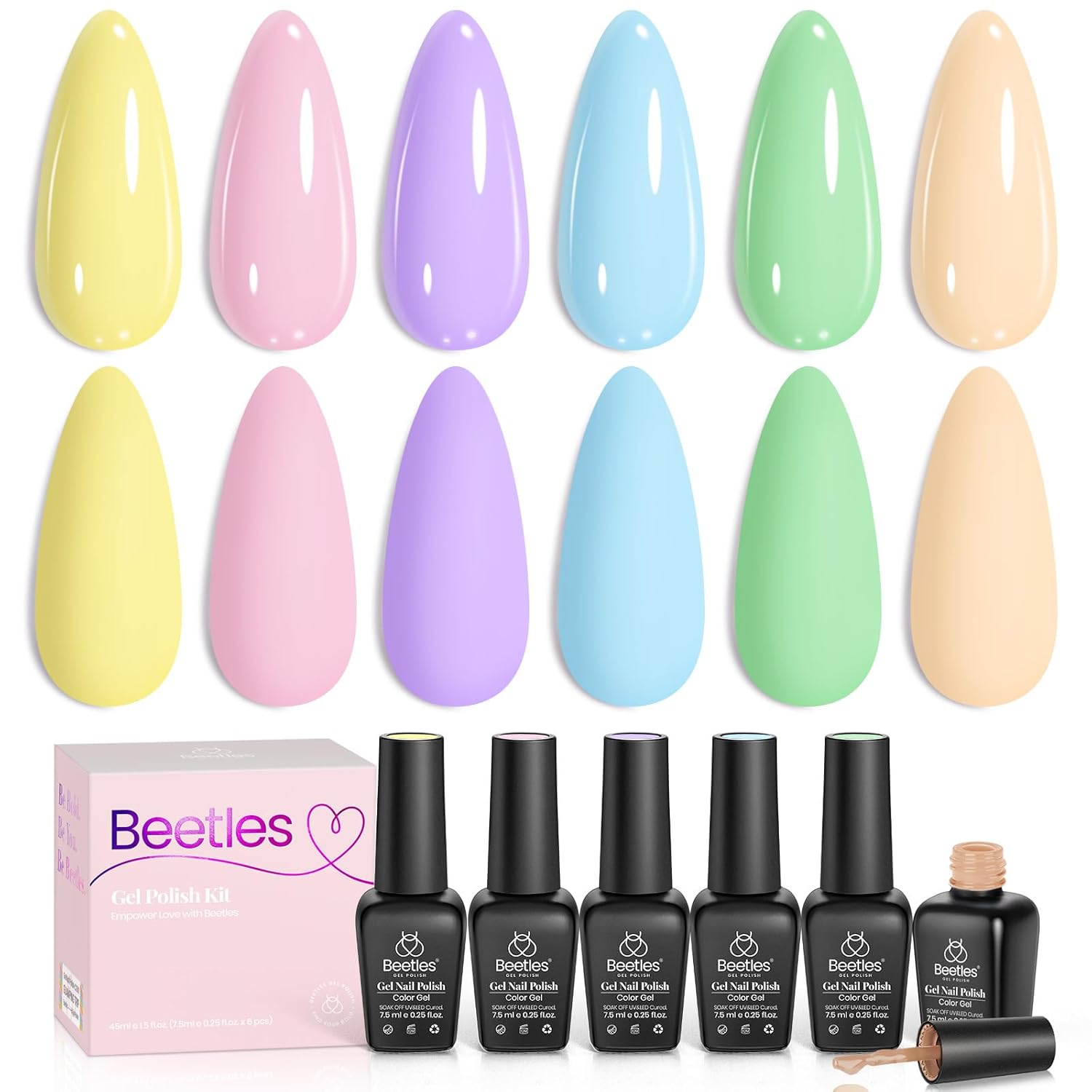Beetles Pearl Gel Nail Polish. 6 Colors Shimmer White Pink Purple Mermaid Nail Drawing Gel. Soak Off UV Gel Polish Swirl Shell Thread Effect DIY Manicure Nail Art Gifts for Women : Beauty & Personal Care