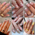 6 Packs (144 Pcs) Press on Nails Medium - Jsiallye Pink Gradient Press on Nails Square Coffin. Glue on with Nail in 12 Sizes - 24 Fake Nails Kit. French Tip Stick on Nails for Women : Beauty & Personal Care