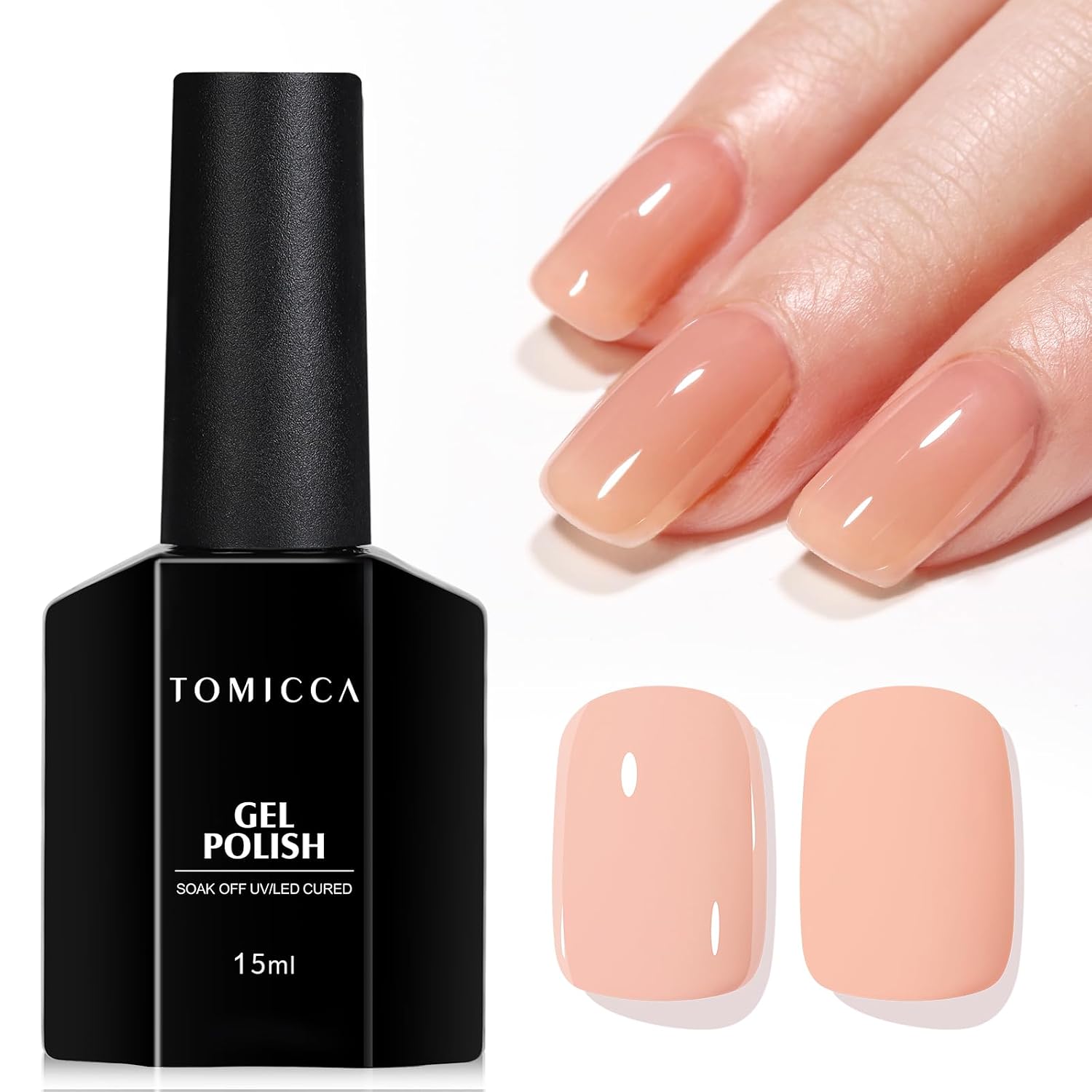 TOMICCA Nude Gel Nail Polish.15ml Light Nude Gel Polish.Soak Off Uv Led Cure Needed .Color Long Lasting Translucent Nail Art Manicure French Salon Diy Design Gifts For Woman : Beauty & Personal Care