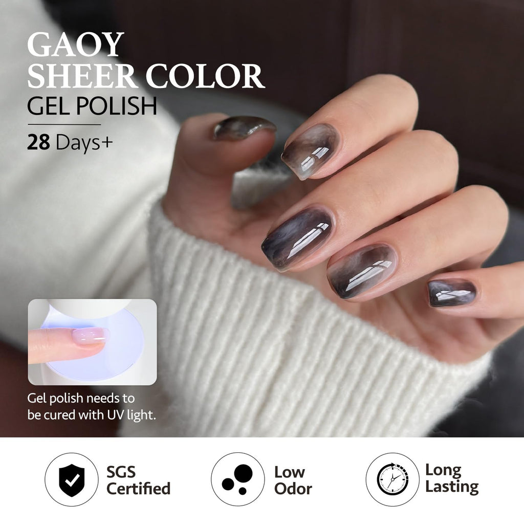 GAOY Dark Gel Nail Polish of 6 Milky Jelly Colors Brown Green Black Gel Polish Kit for Salon Manicure and Blooming Nail Art DIY at Home : Beauty & Personal Care