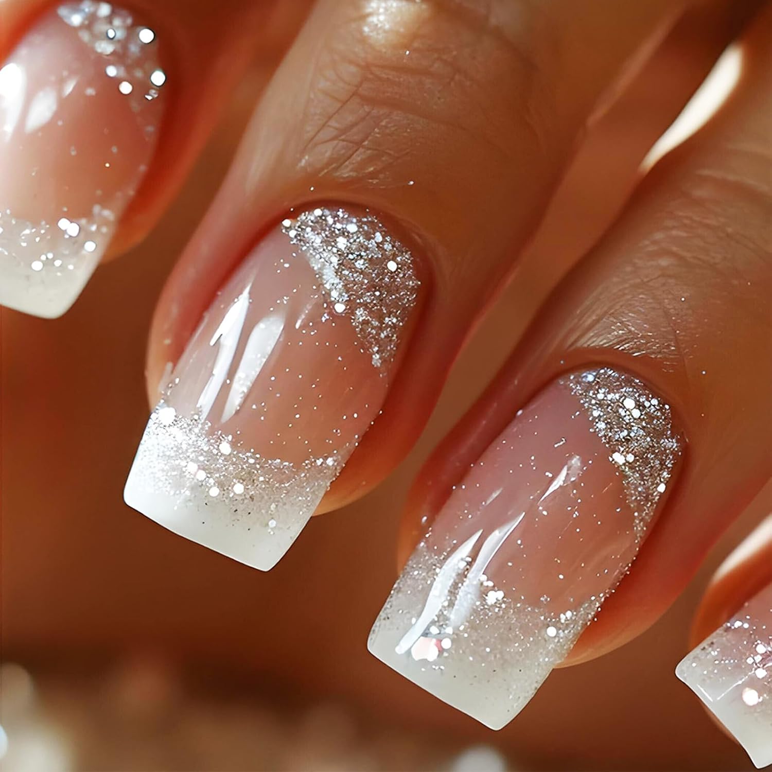 24Pcs Gold Curve Line Press on Nails Sea Acrylic Fake Nail Glossy Blue Gradient Medium Square False Nails Love Heart Stick on Fingernails Seaweed Gel Glue on Nail for Coquette Women Girls : Beauty & Personal Care