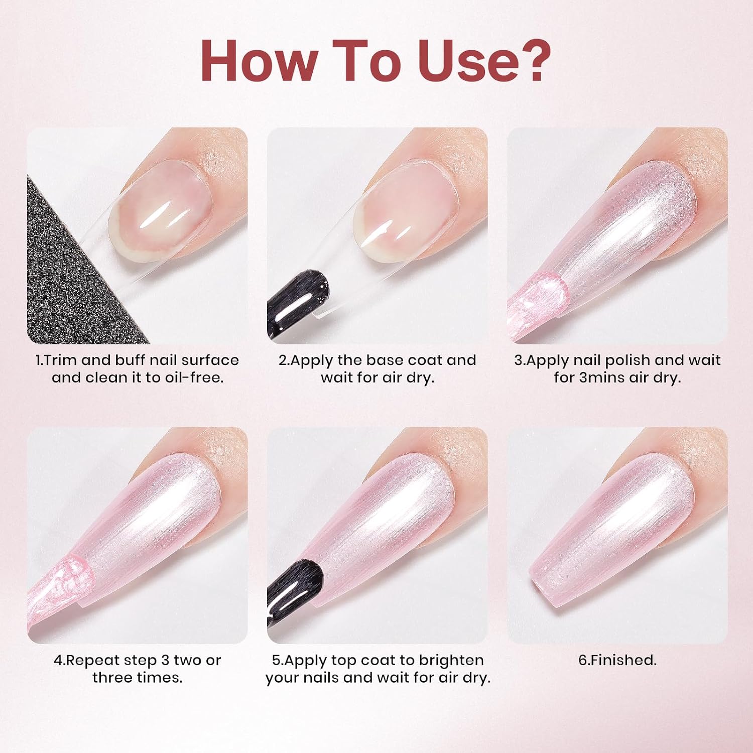 MIZHSE Pearlescent Pink Nail Polish. Quick Dry Pearl Nail Polish. Air Fast Drying 15ml Pale Pink Nail Lacquer Non Gel Oil-based Nail Art Manicure Home DIY : Beauty & Personal Care