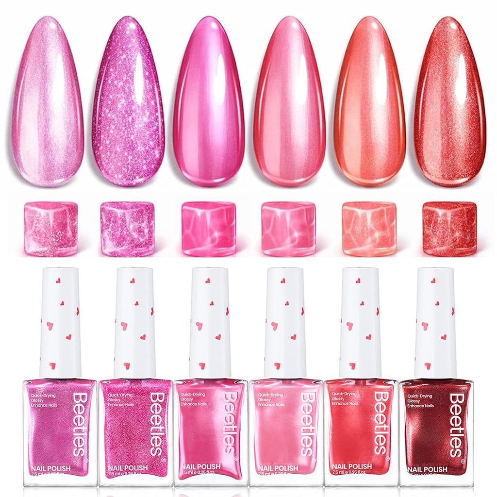 Beetles Nude Nail Polish Set Coconut Mousse 6Pcs. Pink Nail Fast Drying Long Lasting Neutral Brown Red Burgundy Dark Lacquer Glossy for Salon-Quality Results : Beauty & Personal Care