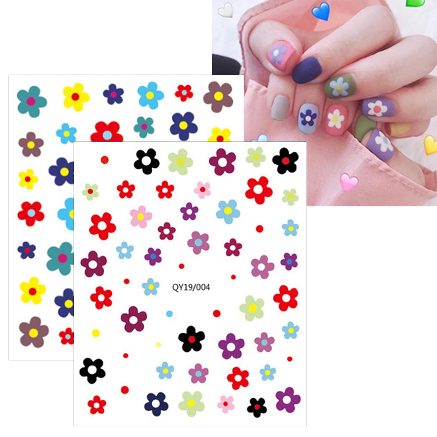 JMEOWIO 14 Sheets Cute Nail Stickers for Kids Nail Art Stickers Decals Self-Adhesive Pegatinas Uñas Rainbow Flower Fruit Nail Supplies Nail Art Design Decoration Accessories : Beauty & Personal Care