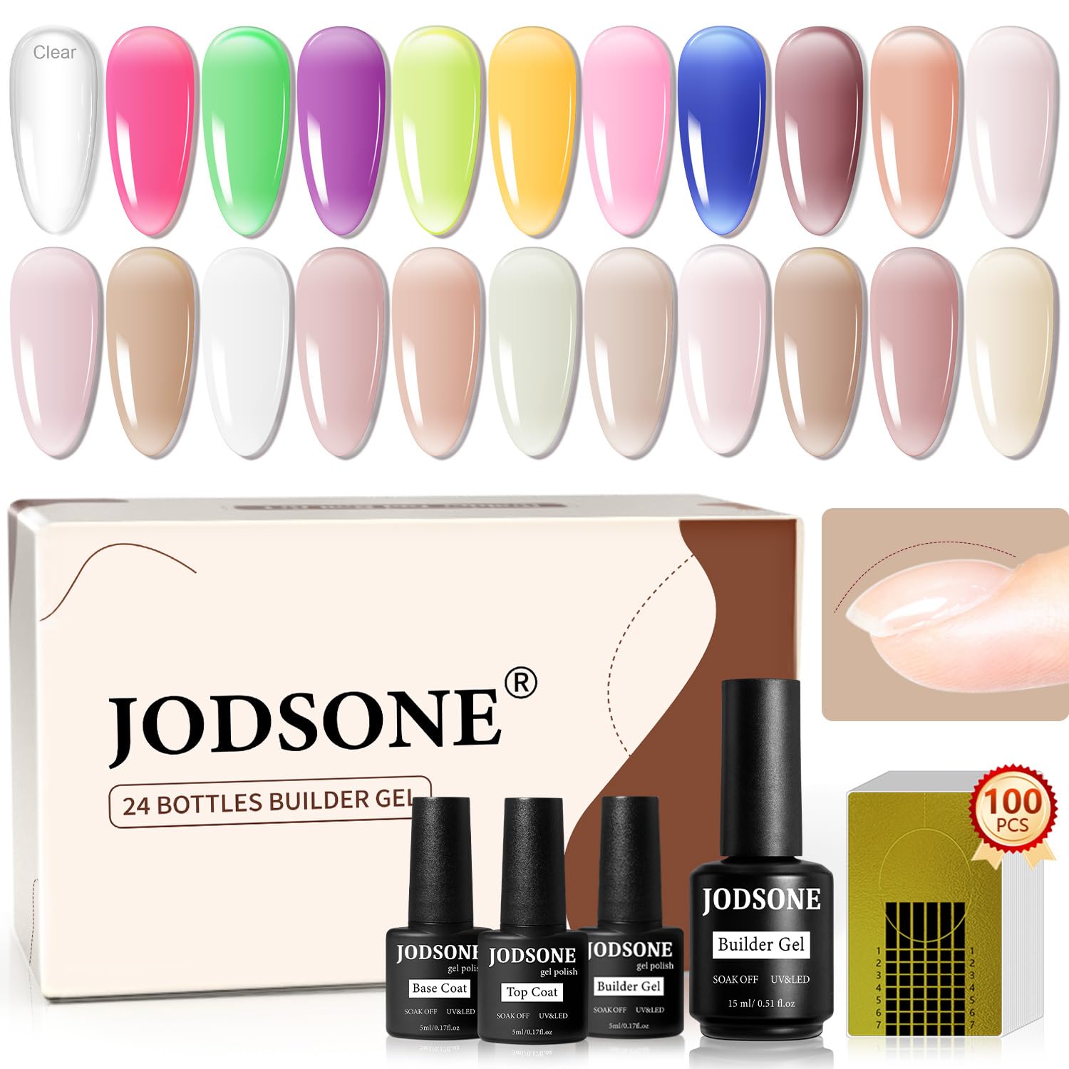 JODSONE 23PCS Gel Nail Polish Set 20 translucent Jelly Color Natural and Elegant Long Lasting Suitable for Home and Salon : Beauty & Personal Care