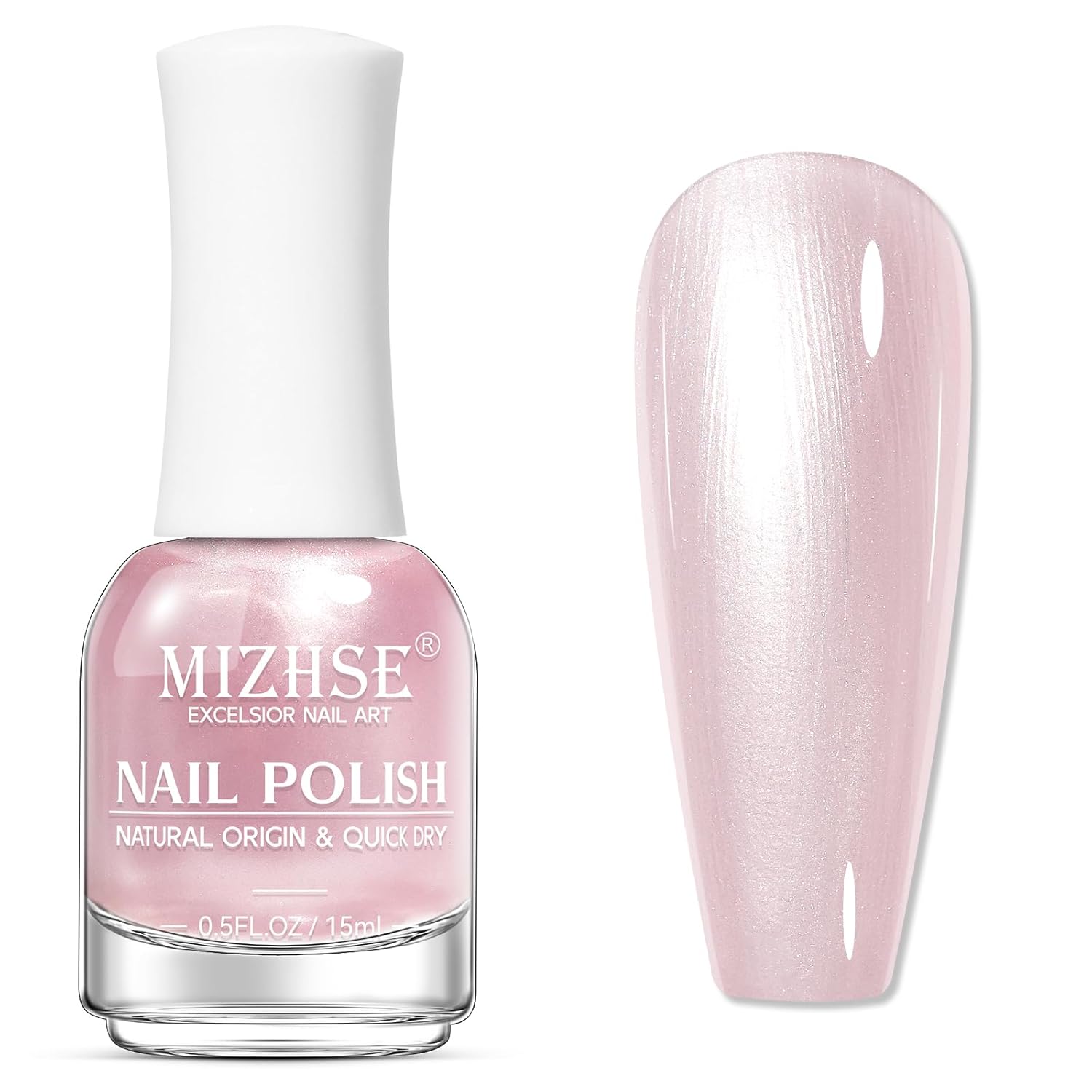 MIZHSE Pearlescent Pink Nail Polish. Quick Dry Pearl Nail Polish. Air Fast Drying 15ml Pale Pink Nail Lacquer Non Gel Oil-based Nail Art Manicure Home DIY : Beauty & Personal Care