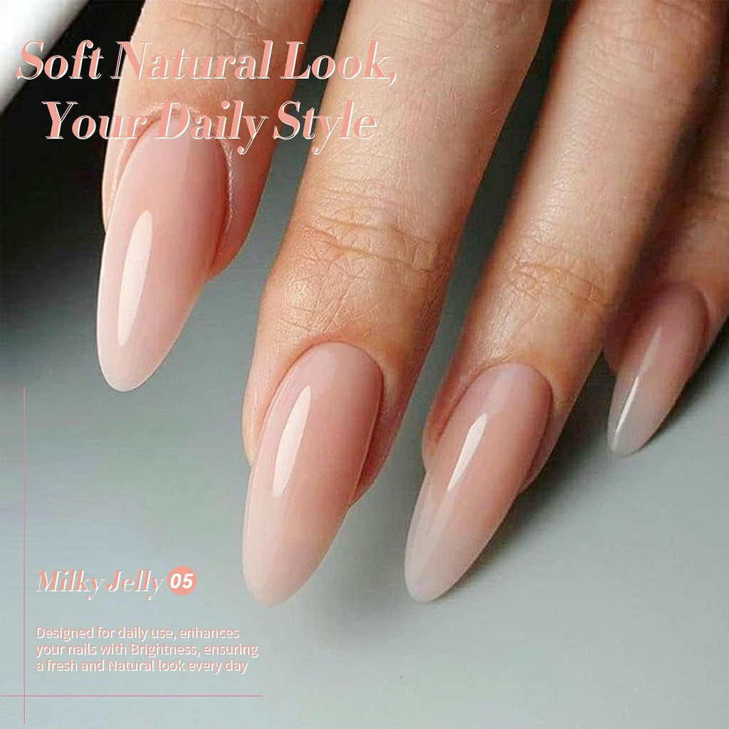 Born Pretty Nude Gel Nail Polish Jelly Light Nude Gel Polish.Sheer Translucent Skin Stone Natural Long Lasting Soak Off Gel Polish Nail Art DIY 15ML : Beauty & Personal Care
