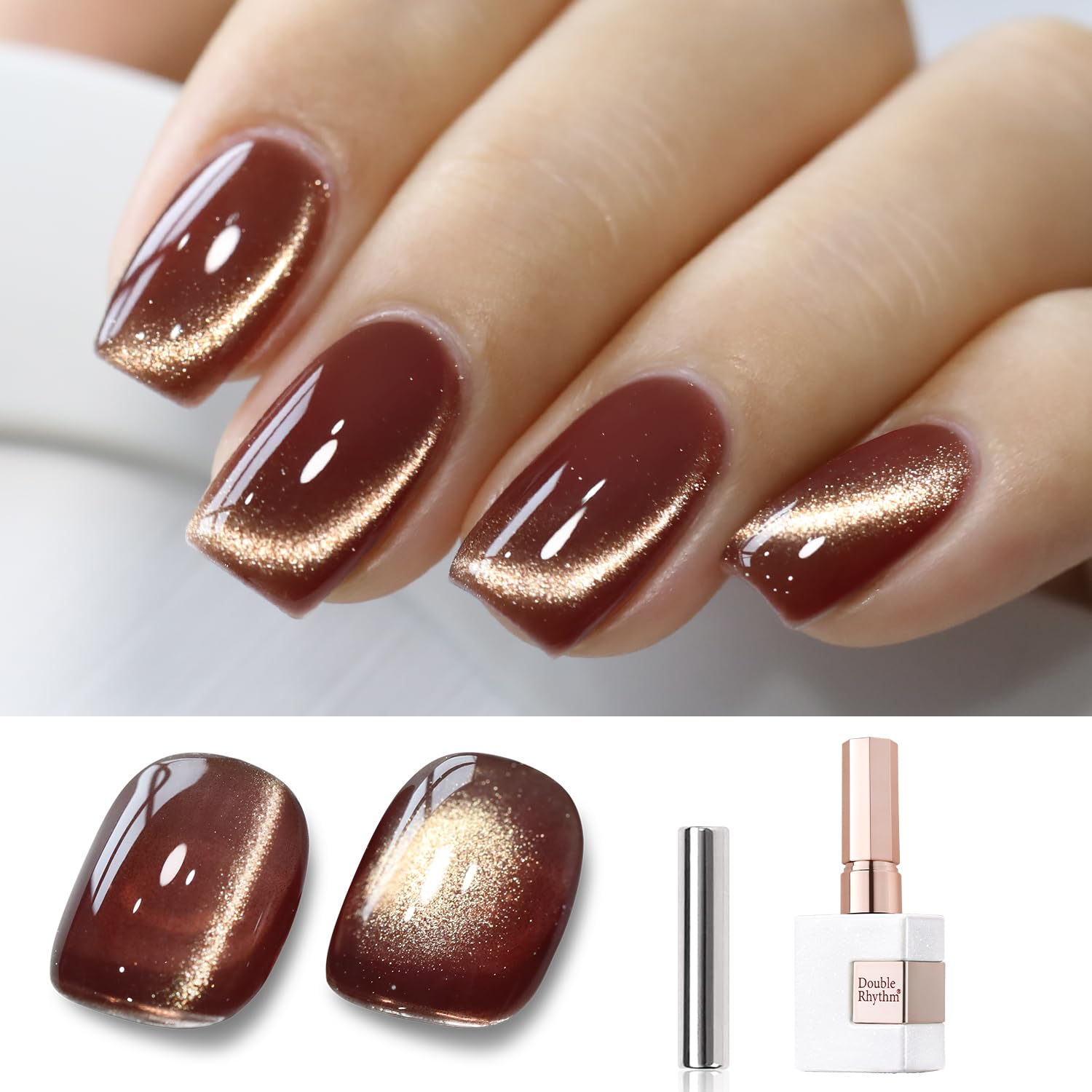 Double Rhythm 15ML Ice Glass Cat Eye Gel Polish with Magnet Holographic Glitter Shimmer Translucent Sheer Color Salon Soak Off Magnetic Nail at Home (Golden Violet-MC1129) : Beauty & Personal Care