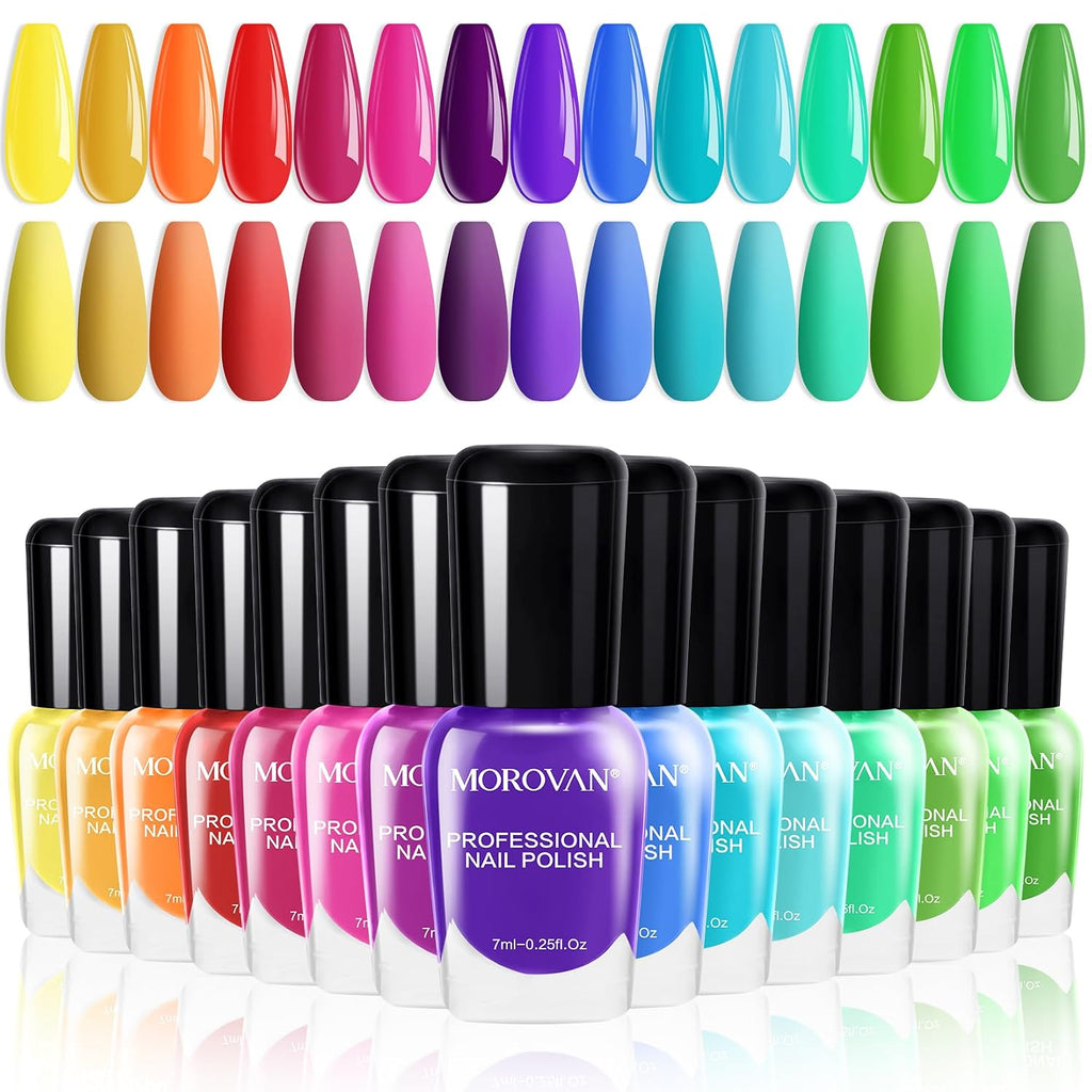 Morovan 15 Bright Color 0.27oz Air Quick Dry Long Lasting Nail Polish Gift Set for Women : Beauty & Personal Care