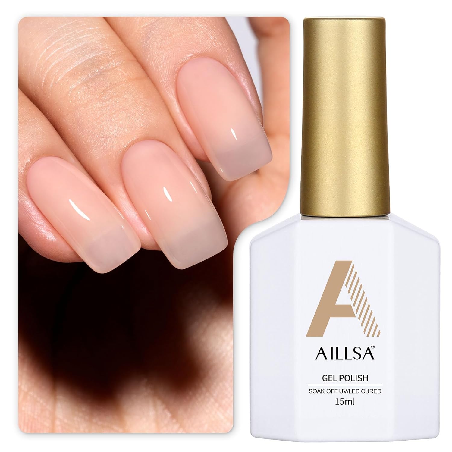 AILLSA Gel Nail Polish Nude Pink Gel Polish Sheer Neutral Color Jelly Gels Nail Polish Natural Translucent Soak Off U V Nails for Nail Art French Manicure at Home 0.51 Fl Oz /GB49 : Beauty & Personal Care