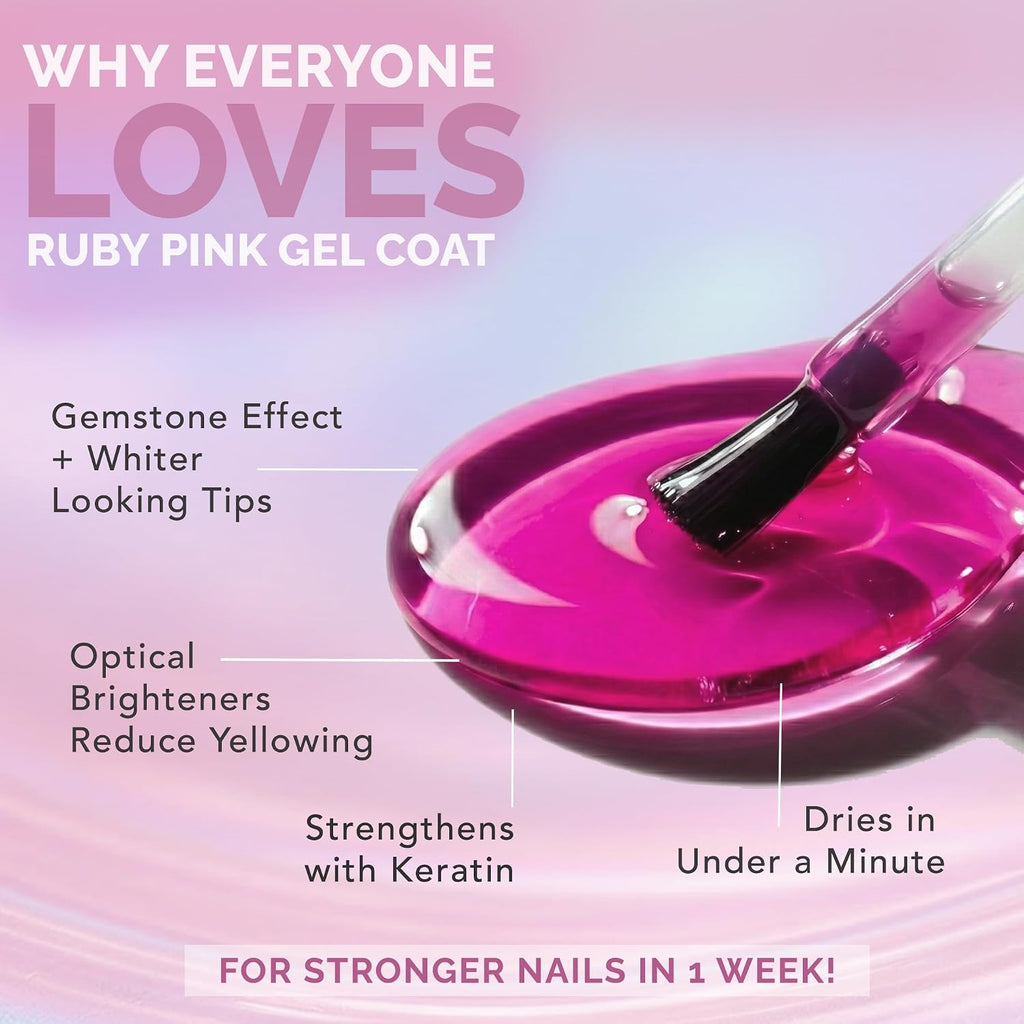 Perfect Formula Ruby Pink Gel Coat - Nail Strengthener. Keratin Nail Treatment. Gemstone Pink Gel Nail Polish - Nail Strengthener for Damaged Nails - Made In The USA .60 fl oz. : Beauty & Personal Care