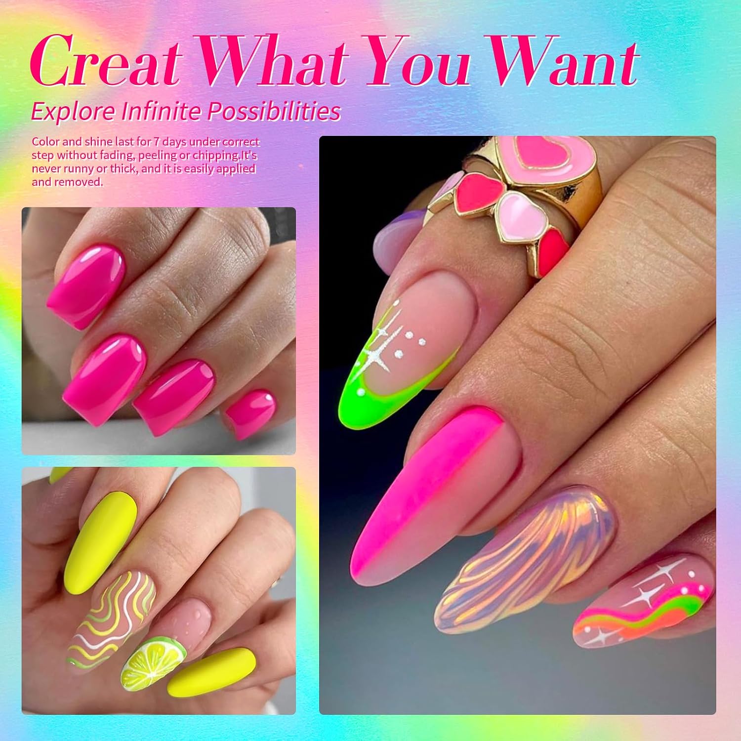 Born Pretty Neon Nail Polish Set. 15 Colors Spring Summer Nail Polish Quick Dry Nail Polish Kit Hot Pink Yellow Green Blue Neon Nail Lacquer Manicure Set for DIY Nail Art Salon Home Gift : Beauty & Personal Care
