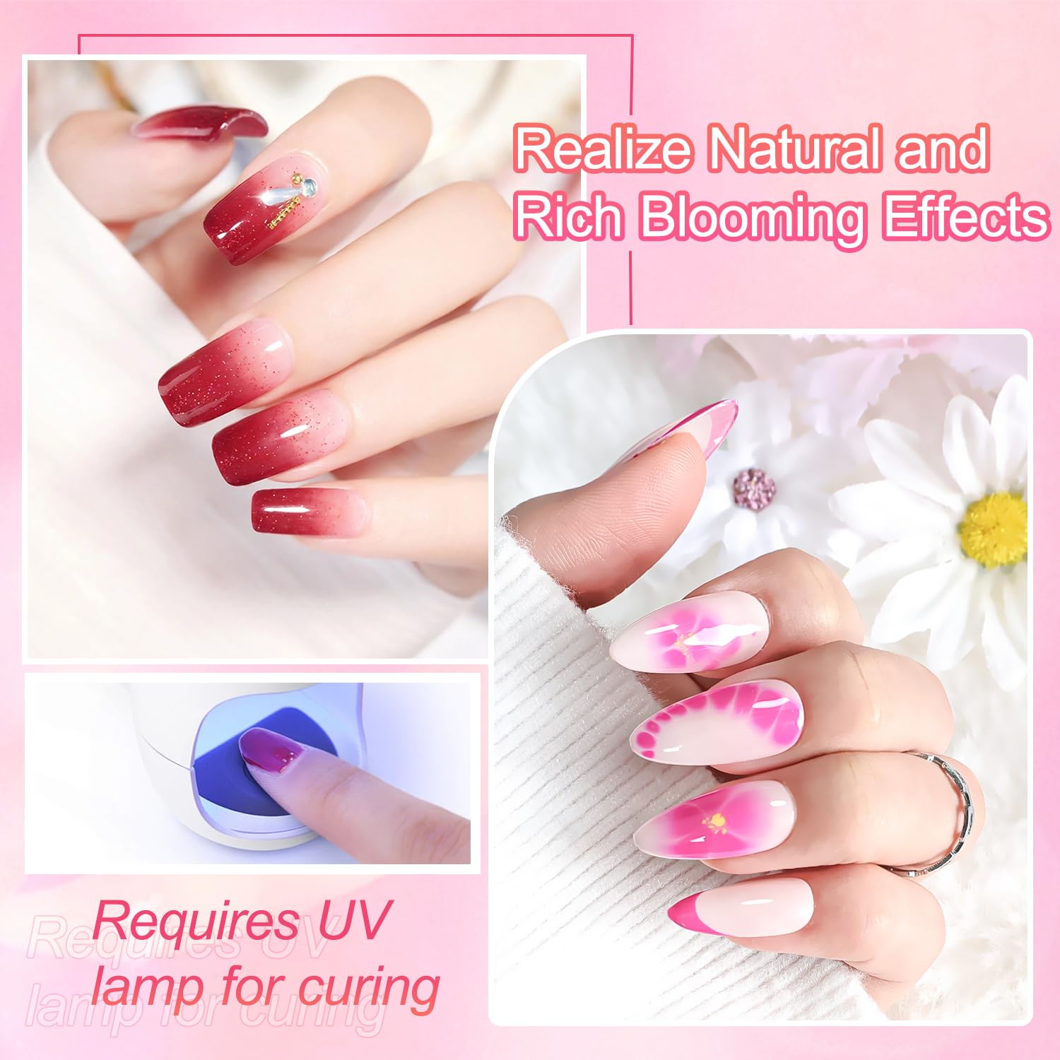 JODSONE 16.5ml Clear Blooming Gel Nail Polish for Spreading Effect Marble Natural Stone Watercolor Floral Print Nail Painting and Can Be Easily Used Suitable for DIY Nail Art : Beauty & Personal Care