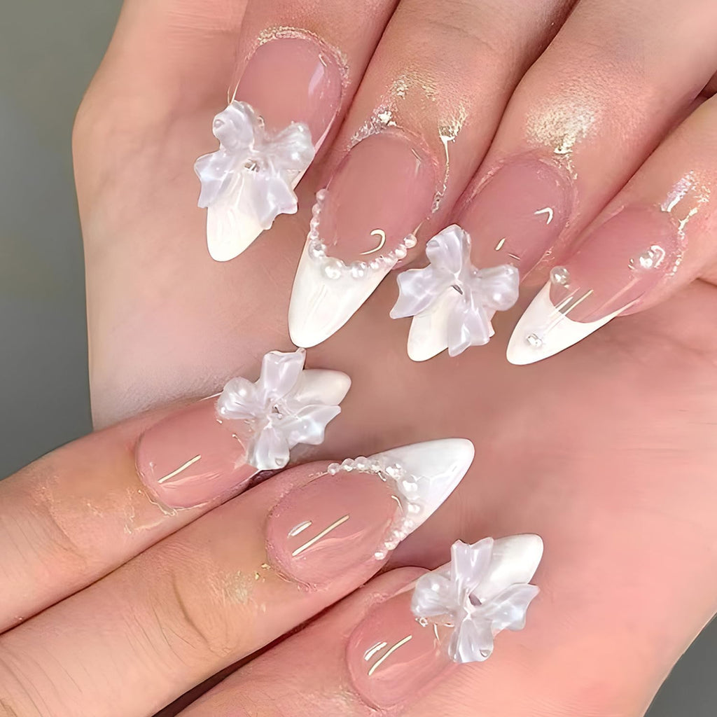 6 Packs (144 Pcs) | Reusable Press on Nails | Stick on Nails 12 Sizes-6 Styles | Cute Bow Nails : Beauty & Personal Care
