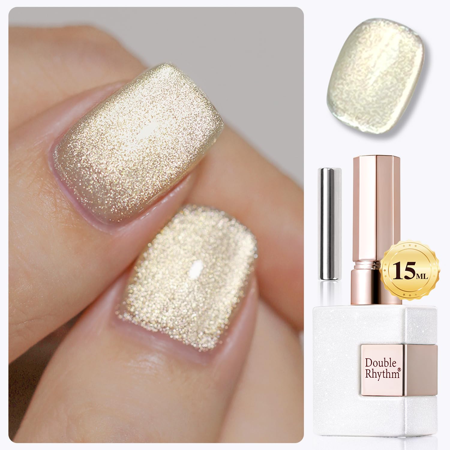 Double Rhythm 15ML Ice Glass Cat Eye Gel Polish with Magnet Holographic Glitter Shimmer Translucent Sheer Color Salon Soak Off Magnetic Nail at Home (Golden Violet-MC1129) : Beauty & Personal Care