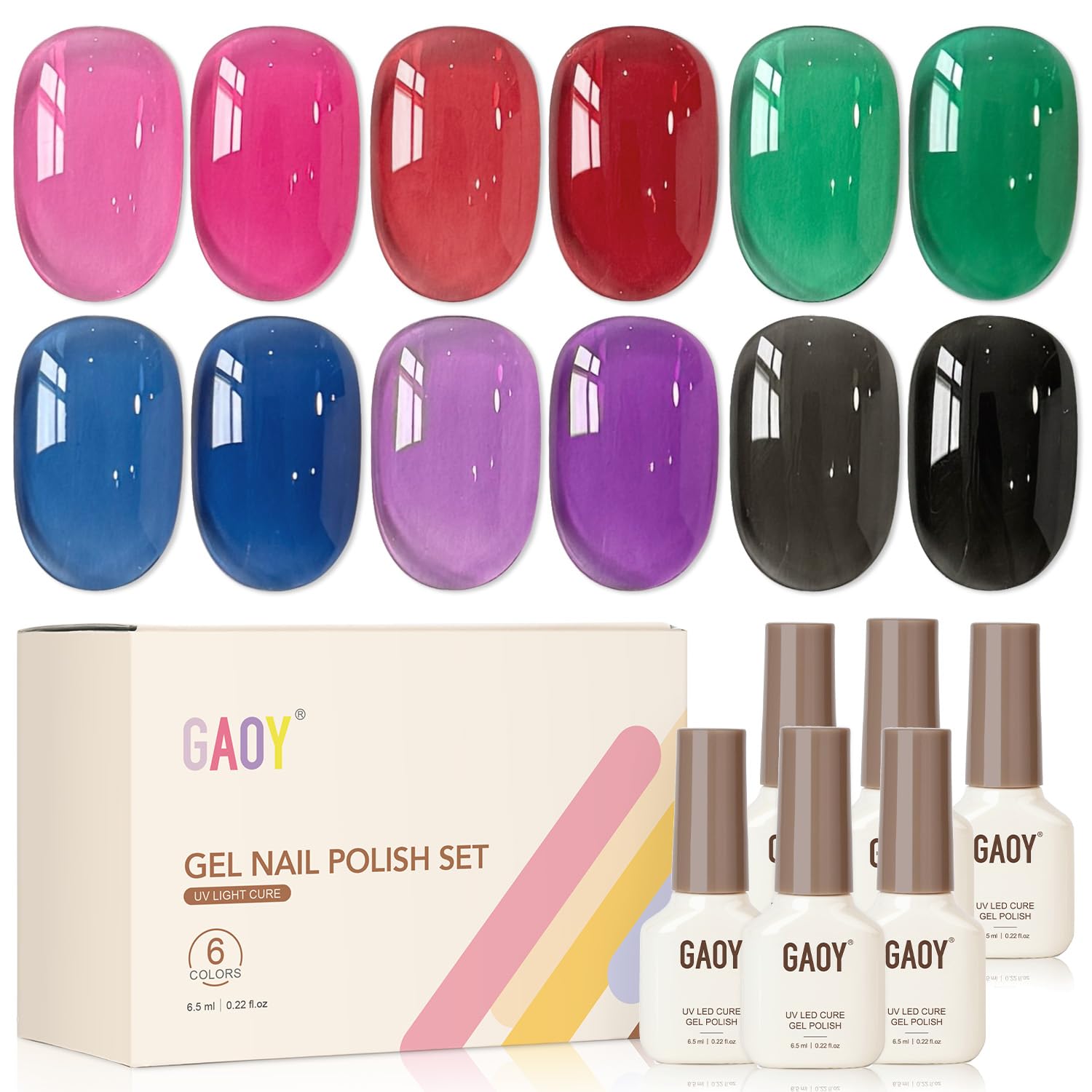 GAOY Nude Brown Gel Nail Polish Set. 6 Colors Beige Chocolate Caramel. UV Cure Gel for DIY Manicure at Home : Beauty & Personal Care