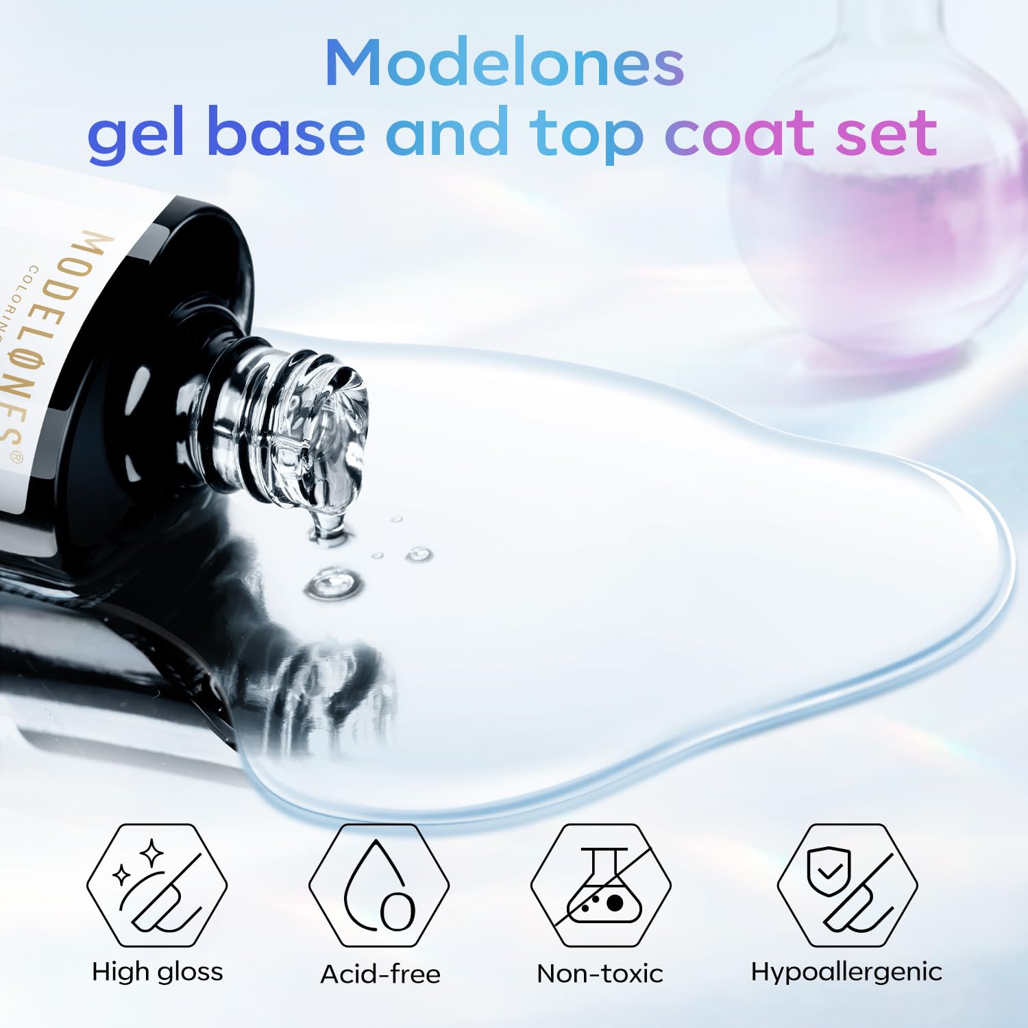 modelones Gel Top Coat. 15 ml 2026 Upgrade Super Shiny Base and Top Coat Set. Soak Off Nail Lamp Acid Free No Wipe Clear Base Top Gel Nail Polish : Beauty & Personal Care