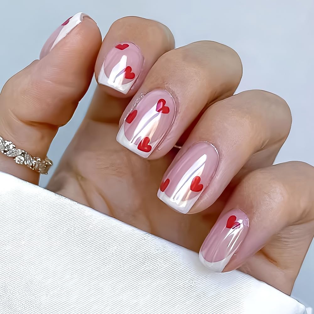 CTTHNBD Medium Press on Nails Coffin - Black French Tip Fake Nails with Bow Charms Design - Heart False Nails Press ons - for Women 24 Pcs : Beauty & Personal Care