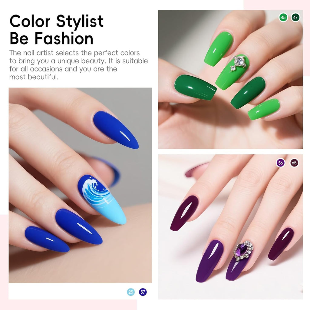 COSCELIA 25PCS Gel Nail Polish Set Spring Summer Colors Gel Nail Polish Soak Off with Glossy Matte Silver Golden Glitter Top Coat Red Brown Black White Green DIY Gifts for Women Girls : Beauty & Personal Care