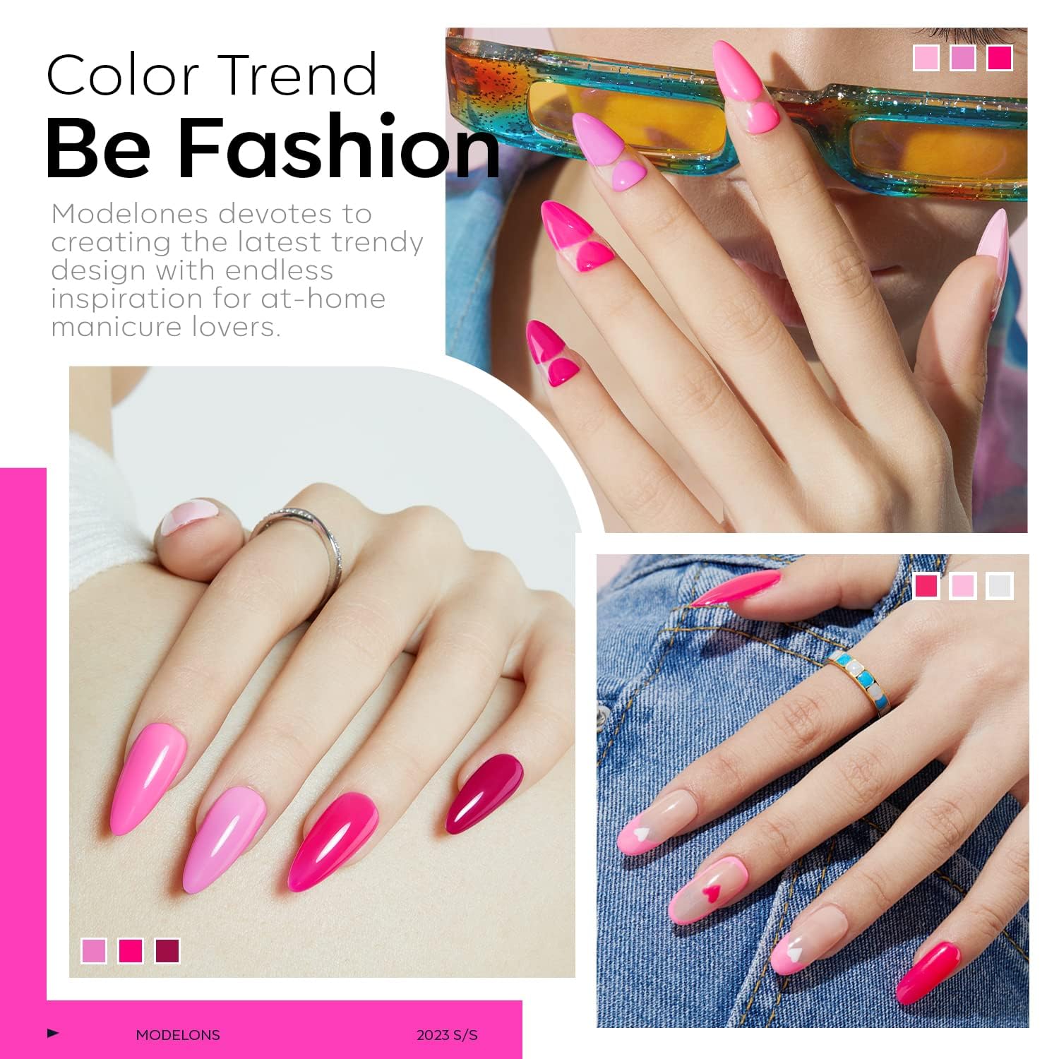 modelones Pink Gel Nail Polish Set- 6 Colors 2026 Summer Spring Pastel Hot Pink Tones Neon Milk Pink White Gel Polish Magenta Light Soft to Dark LED Nail Art for Nail Lovers Gift DIY Starter Kit : Beauty & Personal Care