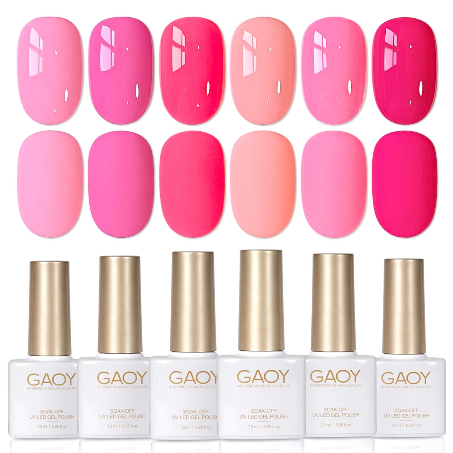 GAOY Milky White Jelly Nude Gel Nail Polish Set. 6 Transparent Colors Sheer Pink Orange Soak Off UV Light Cure Gel Polish Kit for Salon and Nail Art DIY at Home : Beauty & Personal Care