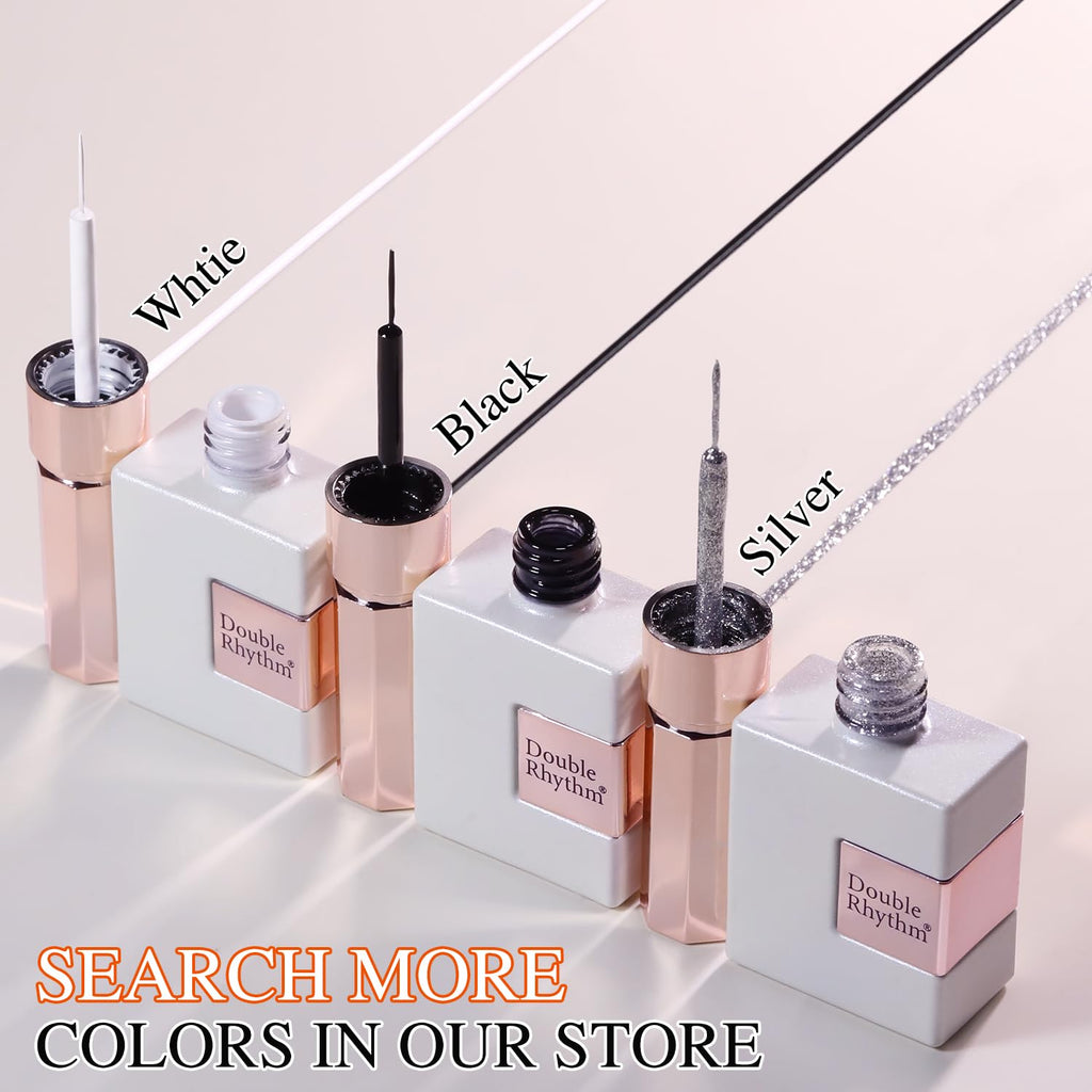 Double Rhythm 15 Ml Metallic Gel Liner Nail Art Bronze Mirror Chrome Painted Drawing Stripper 3D Effect Polish (White Liner Art -L1006) : Beauty & Personal Care