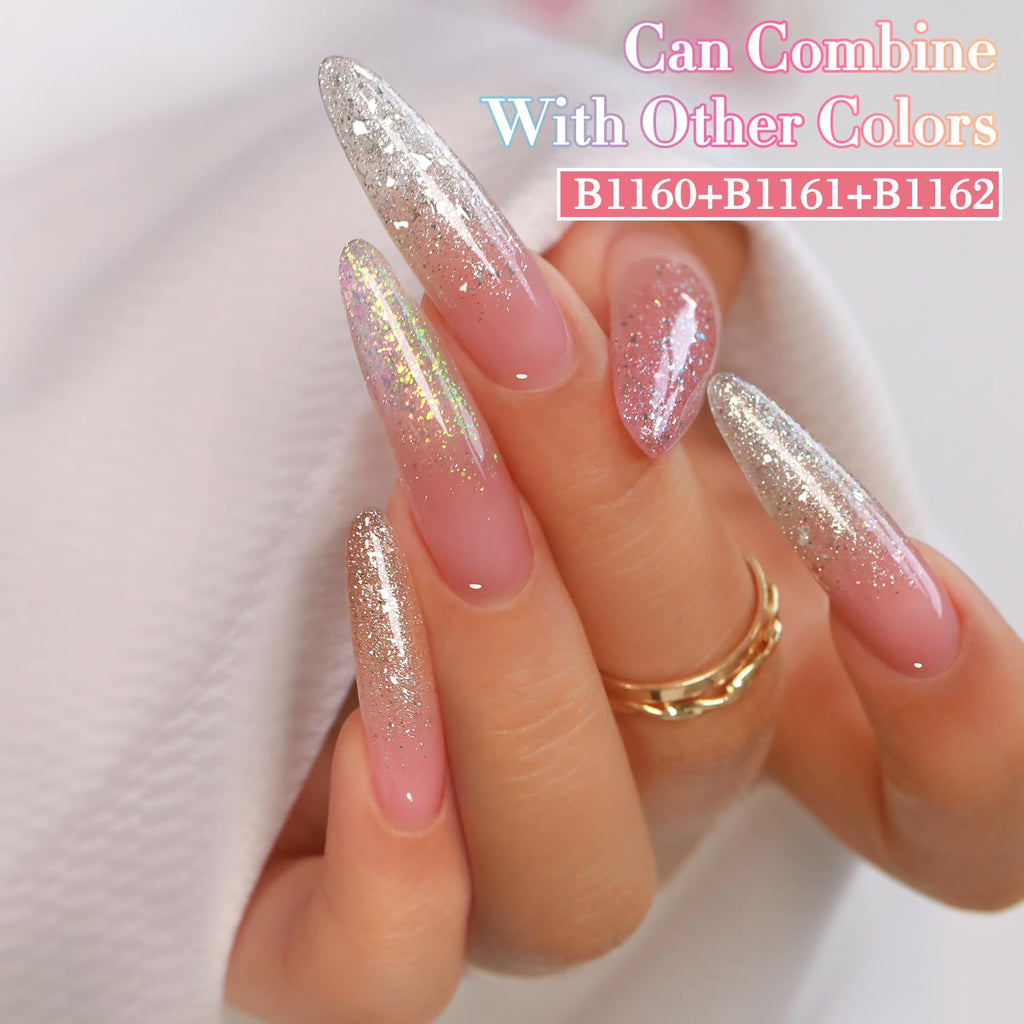 Double Rhythm 0.5Oz Glitter Gel Polish Shimmer Reflective Color for Nail Art Salon DIY Soak Off 15ml Nail Lamp Gel Polish at Home (Pink-B1161) : Beauty & Personal Care
