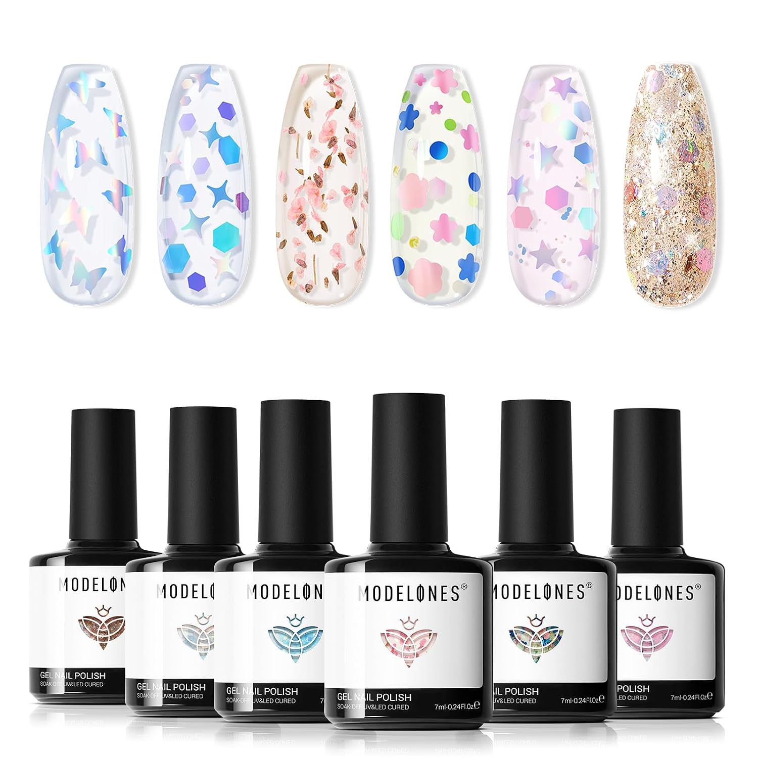 modelones Gel Nail Polish Set- 6 Colors 2026 Chameleon Aurora Shimmer Glitter Gel Polish Kit Blue Green Purple Nail Gel Polish Soak Off LED Nail Lamp Nail Art Gel Kit DIY Salon Gift : Beauty & Personal Care