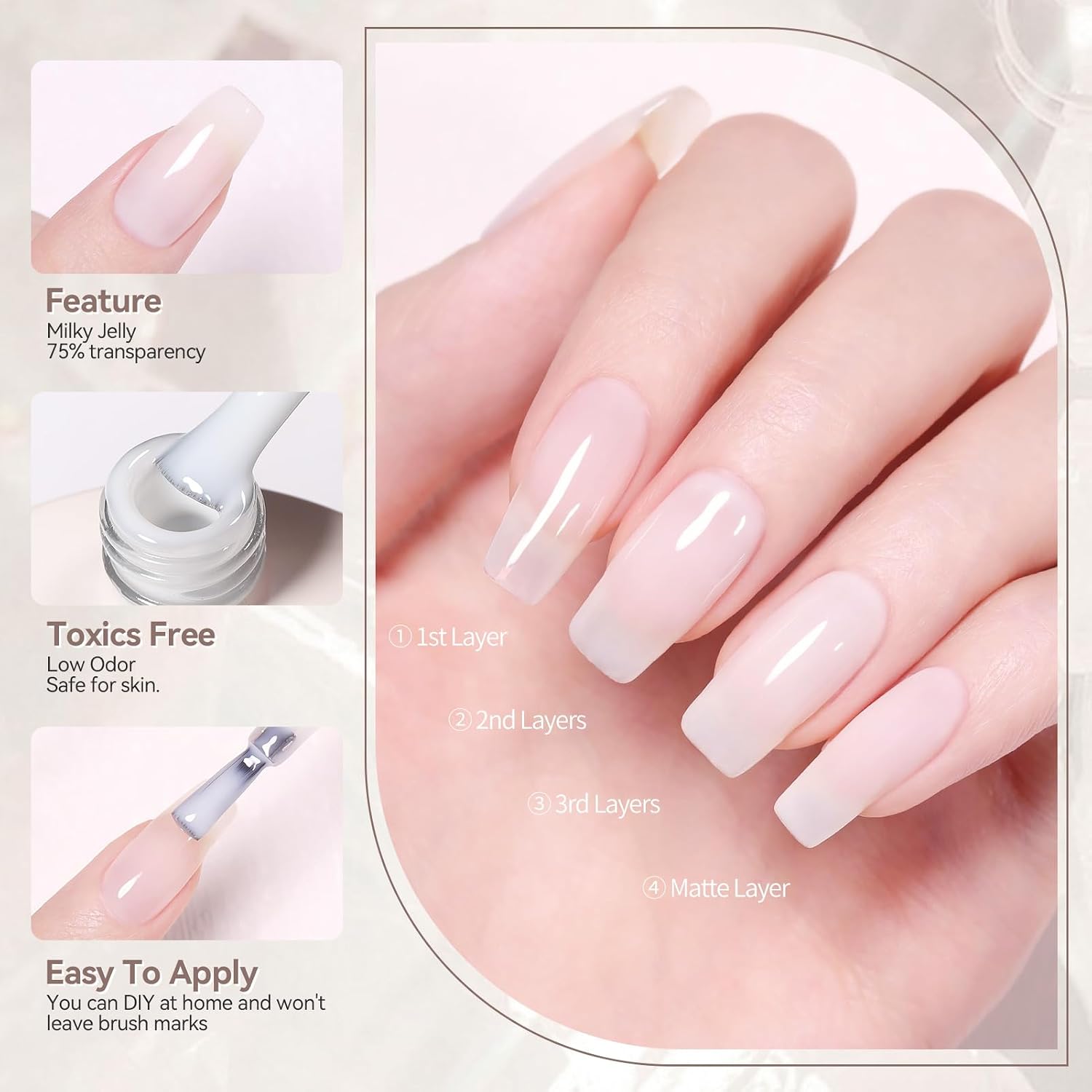 Born Pretty Milky White Gel Nail Polish Jelly White Sheer Translucent Neutral Gel Polish Soak Off Nail Art Gel 15ml. 0.54 Fl Oz : Beauty & Personal Care