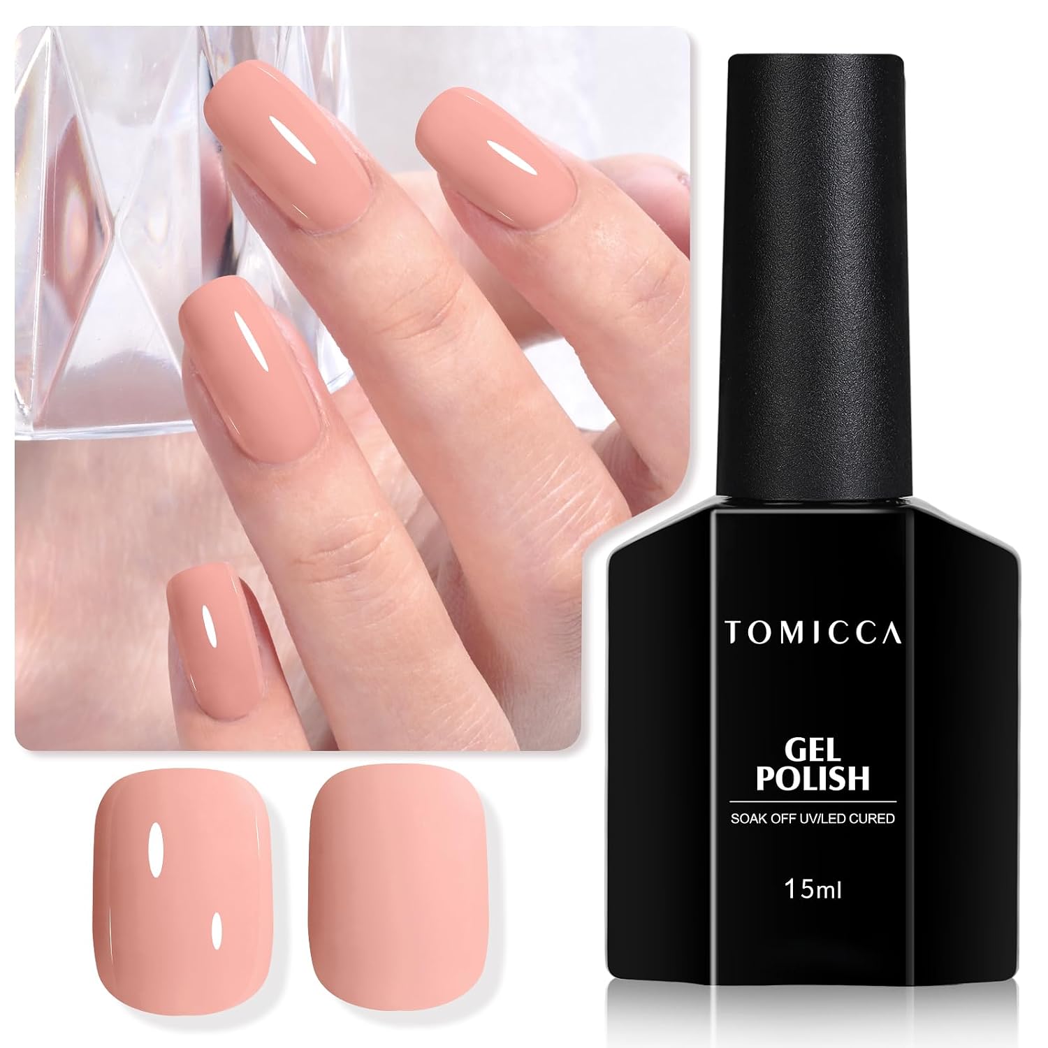 TOMICCA Nude Gel Nail Polish.15ml Light Nude Gel Polish.Soak Off Uv Led Cure Needed .Color Long Lasting Translucent Nail Art Manicure French Salon Diy Design Gifts For Woman : Beauty & Personal Care