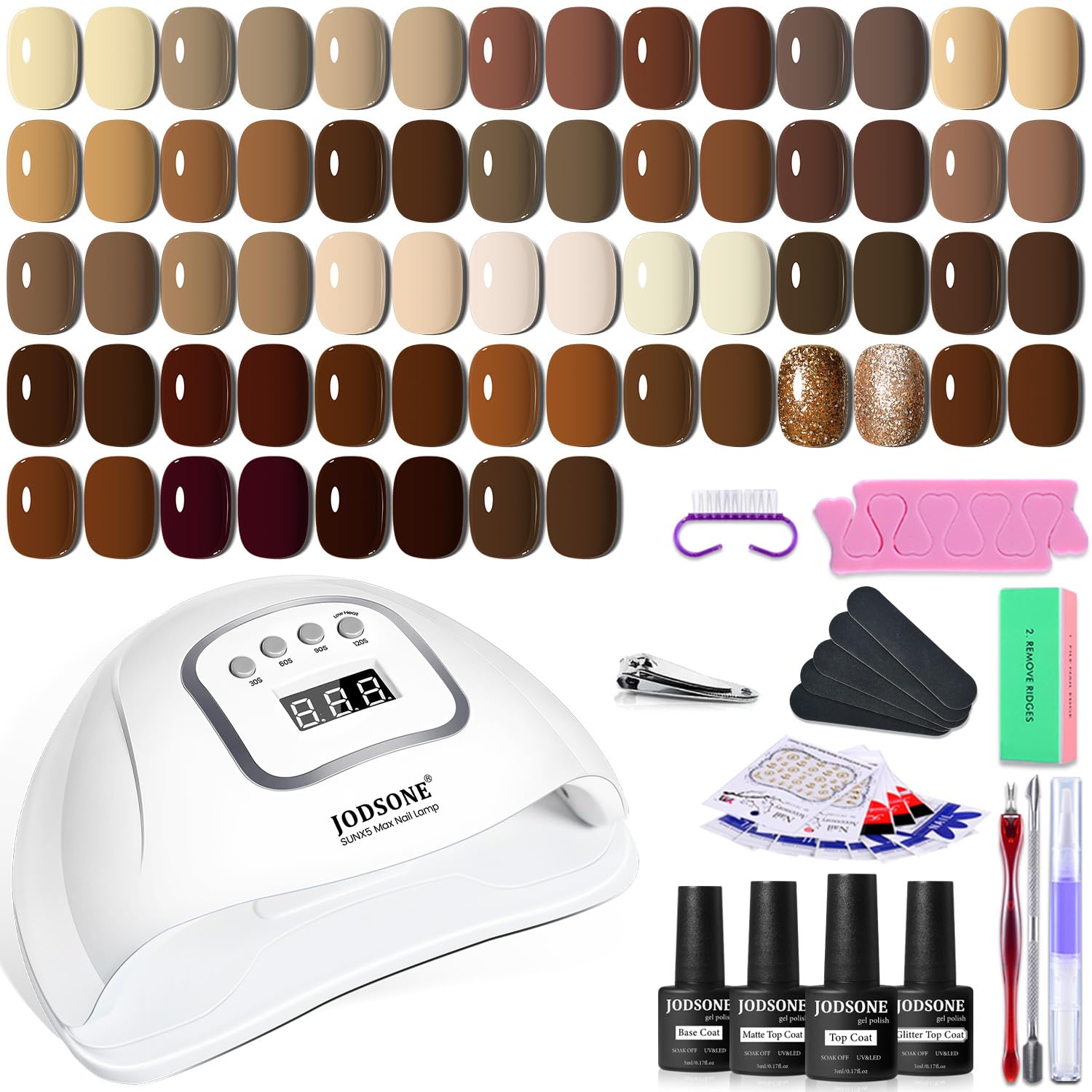 JODSONE Gel Nail Polish Kit with U V Light 32 Colors Gel Polish Nail + 4 Functional Adhesive Bottles Kit Soak Off Manicure Tools Gifts for Women : Beauty & Personal Care