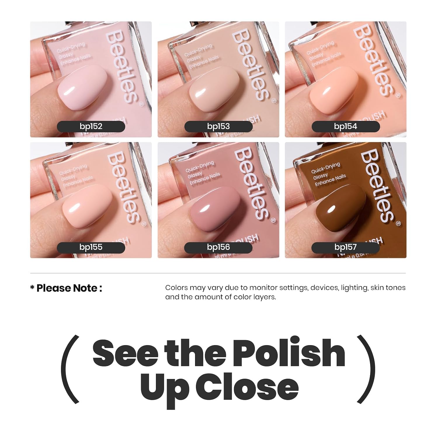 Beetles Nude Nail Polish Set Coconut Mousse 6Pcs. Pink Nail Fast Drying Long Lasting Neutral Brown Red Burgundy Dark Lacquer Glossy for Salon-Quality Results : Beauty & Personal Care