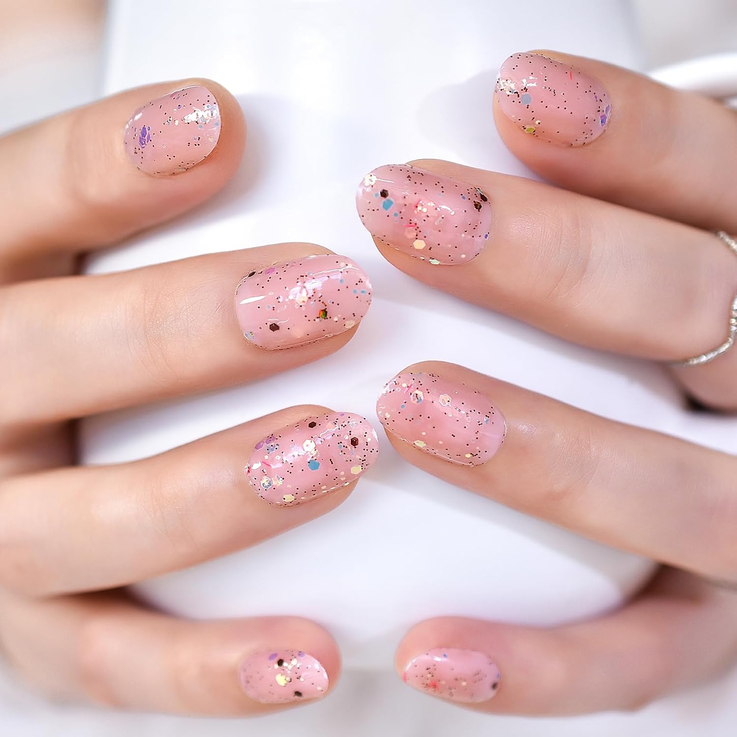 ELEVENAIL Press on Nails Glossy Dark Rose Pink False Nails Medium Length Squoval Nail Art Tips Salon Women Girls DIY Manicure Daily Reusable Daily Office Home Party Acrylic Stick On Fake Nails : Beauty & Personal Care