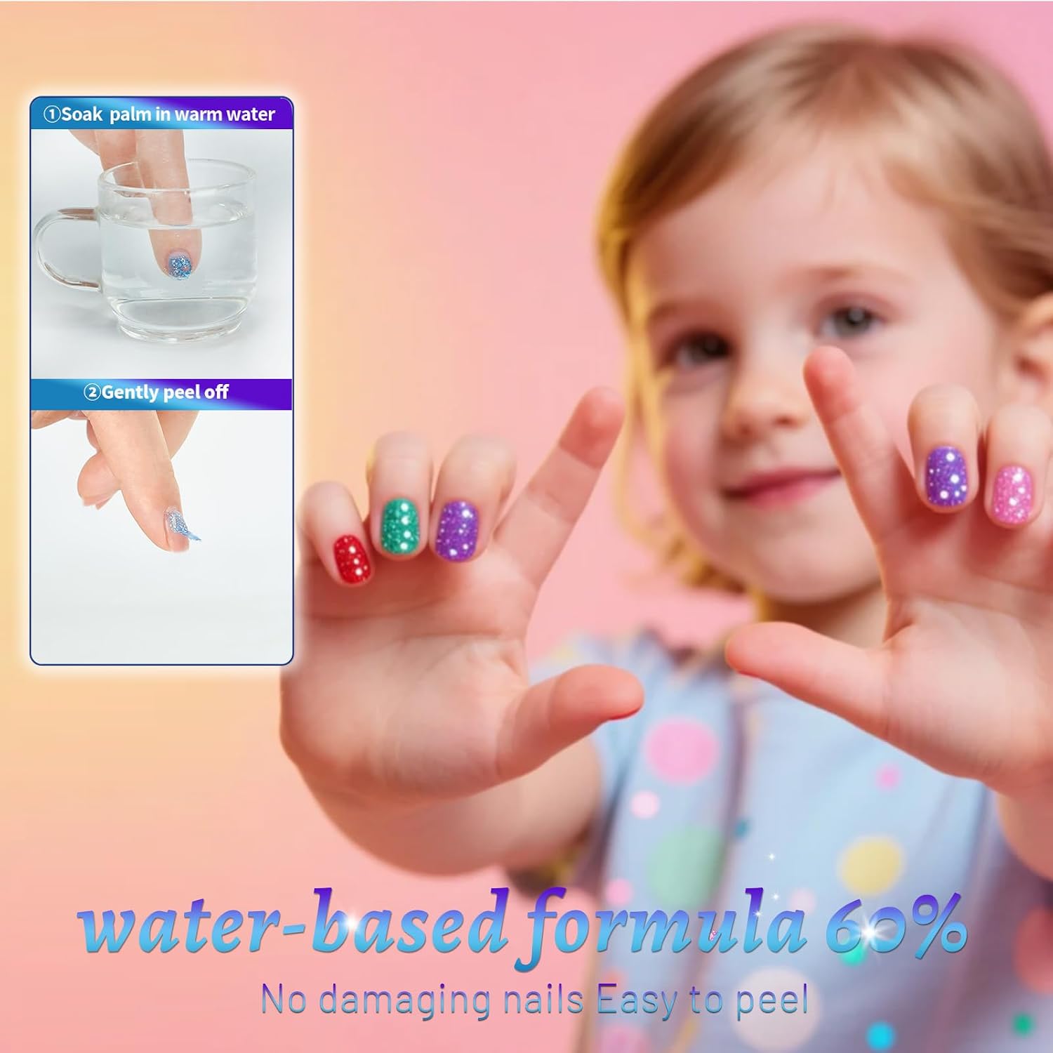 Aieenjor Non-Toxic Kids Nail Polish Set. Glitter Quick Dry Fingernail Polish for Toddler. Water-Based Peelable Nail Polish for Kids. 6 Color Rainbow for Halloween and DIY Gift Kid Ages 3+ : Beauty & Personal Care