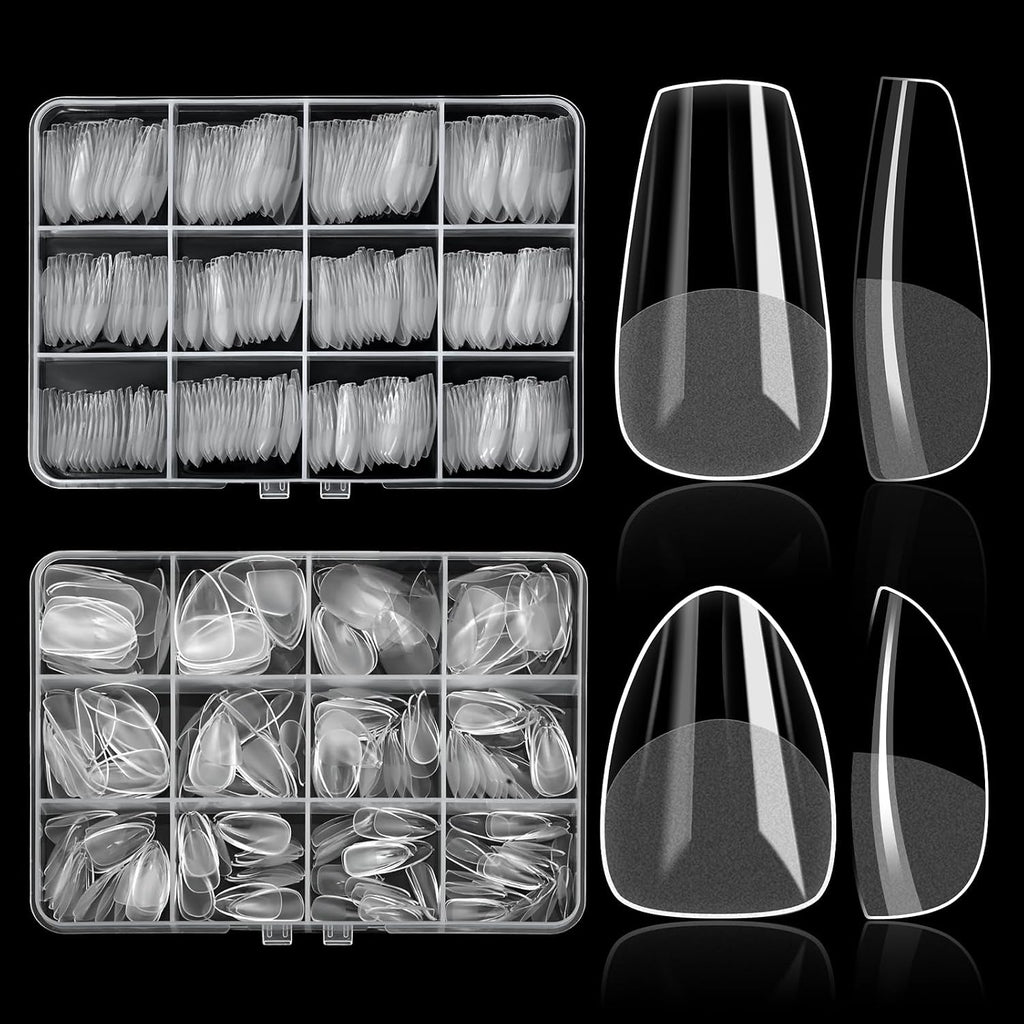 ELLEWIN 1000PCS Nail Tips Clear False Nails Full Cover for Acrylic Nails Kit 10 Sizes 4 Shapes Long Almond Square Coffin Oval Pre-Shape for Salon Home DIY Gifts : Beauty & Personal Care