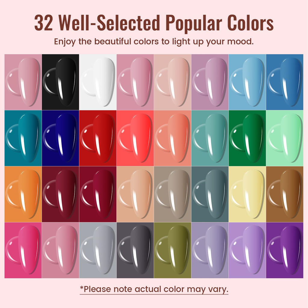 JODSONE Gel Nail Polish Kit with U V Light 32 Colors Gel Polish Nail + 4 Functional Adhesive Bottles Kit Soak Off Manicure Tools Gifts for Women : Beauty & Personal Care