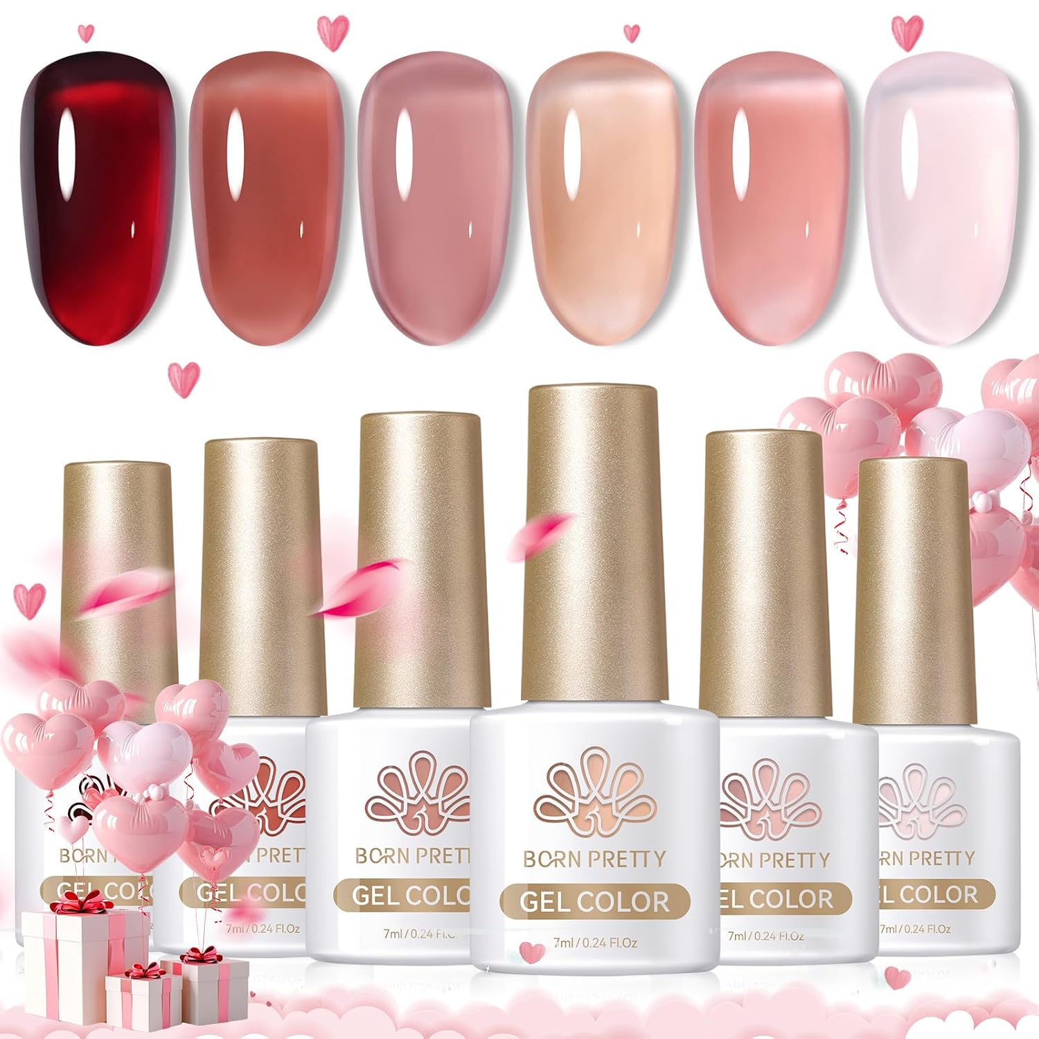 Born Pretty Pastel Gel Nail Polish Set Spring Summer Gel Polish Macaron Candy Sweet Color Gel Polish Easter Soft Pink Yellow Purple Blue Green Colors Collection Nail Art Gift Box 7ML 6PCS : Beauty & Personal Care