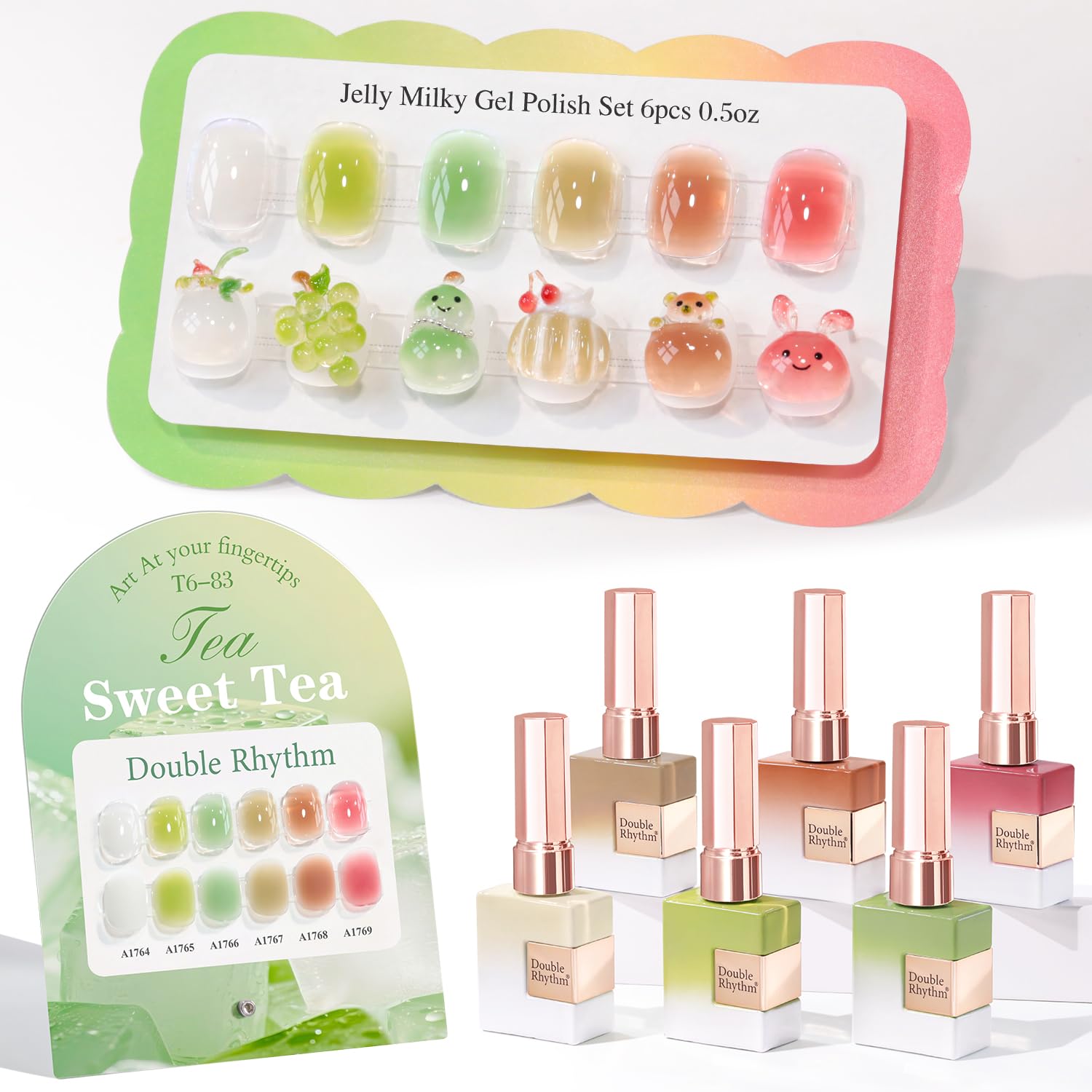 Double Rhythm 6 Pcs 15 ML Gel Polish Set Same Color Same Bottle Soak Off Gel Polish Kit Nail Art Manicure Salon DIY at Home for Women (Burgundy Red Nude Pink Purple Beige-T6-3) : Beauty & Personal Care