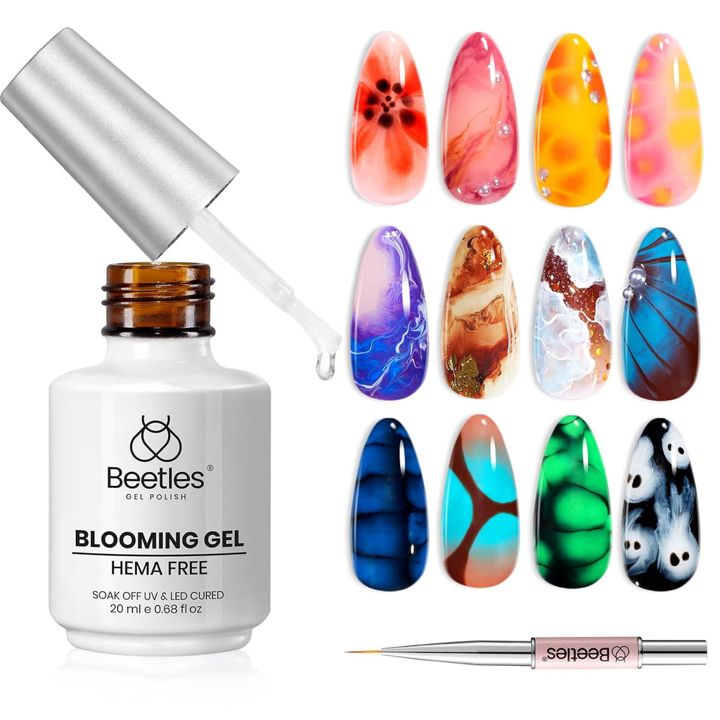 Beetles Blooming Gel. 15ml Clear UV LED Nail Art Gel Polish for Aura Nails. Marble. Natural Stone. Watercolor and Floral Print Spreading Effects. Soak Off DIY Manicure Design : Beauty & Personal Care