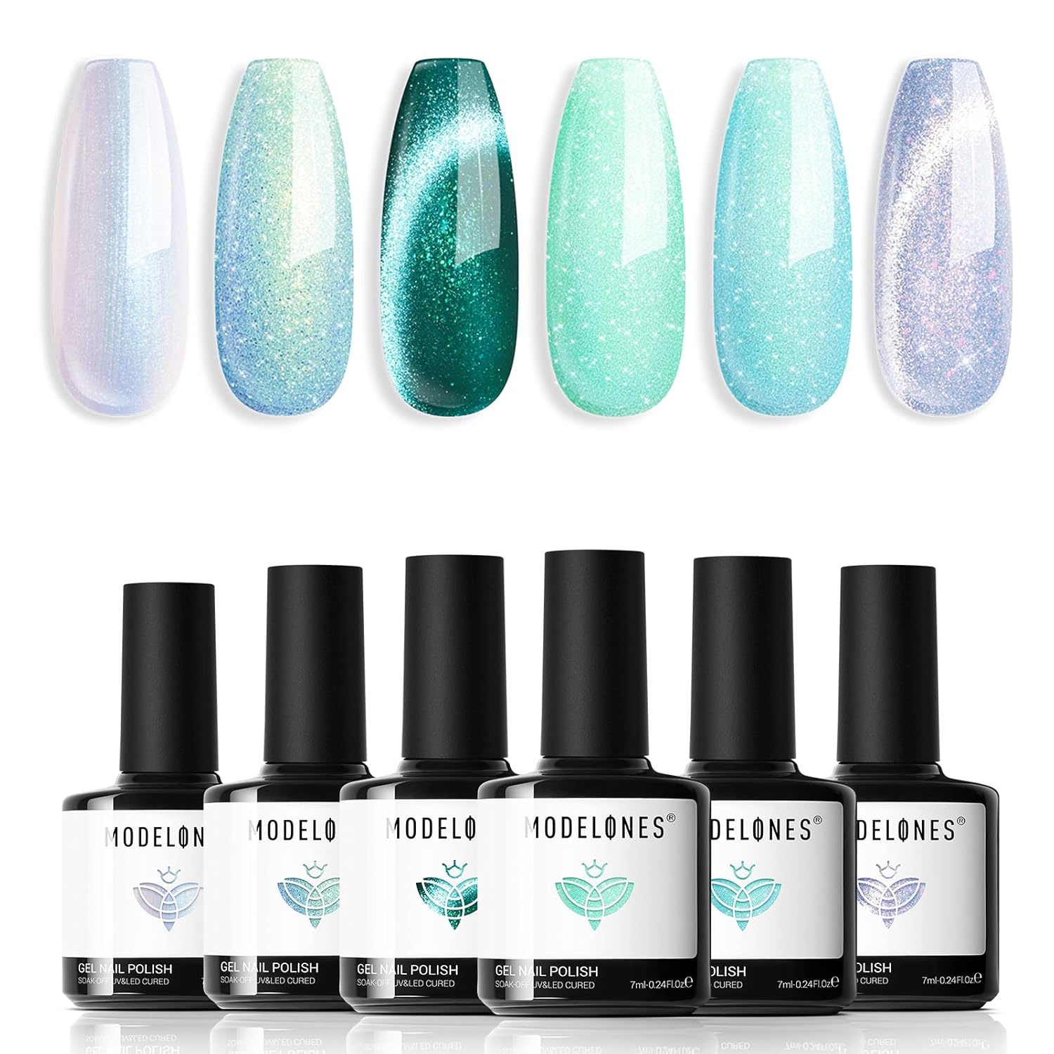 modelones Gel Nail Polish Set- 6 Colors 2026 Chameleon Aurora Shimmer Glitter Gel Polish Kit Blue Green Purple Nail Gel Polish Soak Off LED Nail Lamp Nail Art Gel Kit DIY Salon Gift : Beauty & Personal Care