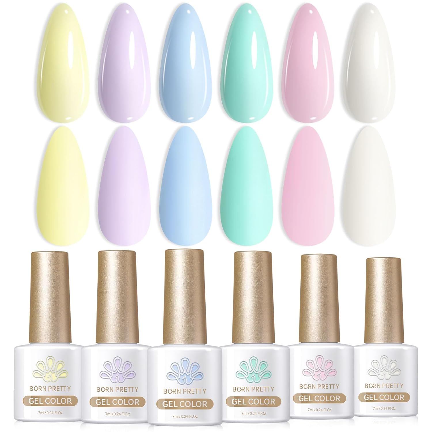Born Pretty Gel Nail Polish Spring Summer Neon Fluorescent Orange Hot Pink Blue Yellow Green Purple Soak Off U V LED Gel Nail Polish Set Nails Art 7ml 6pcs : Beauty & Personal Care