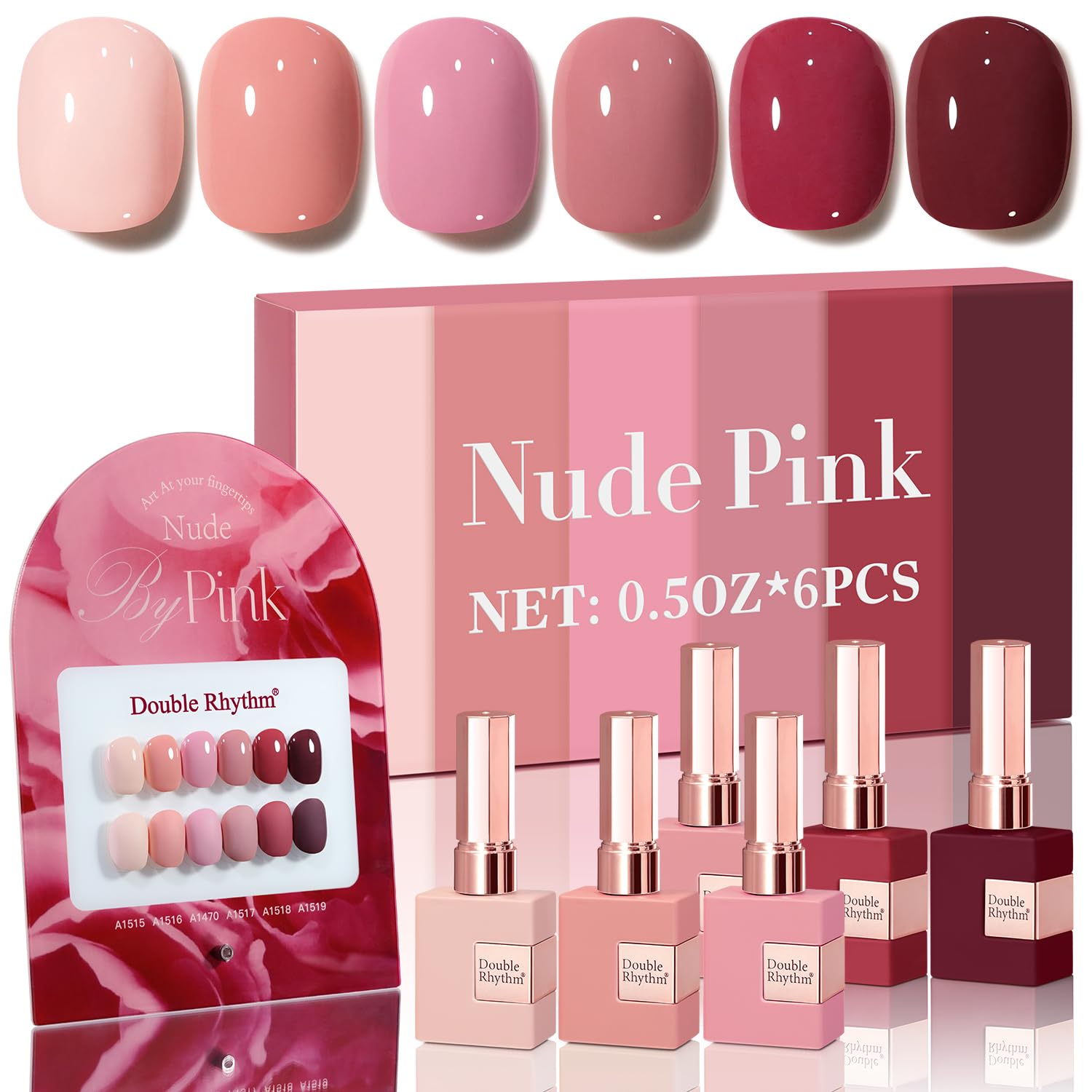 Double Rhythm 6 Pcs 15 ML Gel Polish Set Same Color Same Bottle Soak Off Gel Polish Kit Nail Art Manicure Salon DIY at Home for Women (Burgundy Red Nude Pink Purple Beige-T6-3) : Beauty & Personal Care